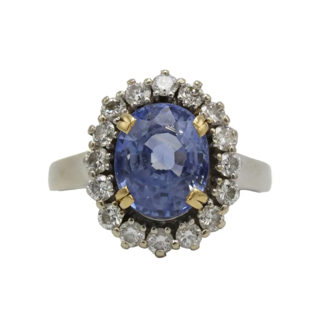 Marguerite Ring in White gold, Yellow gold, Sapphire, and Diamonds