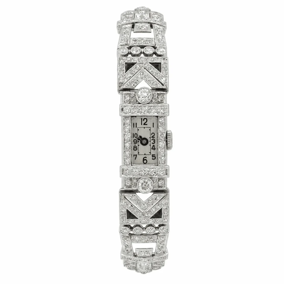 Art Deco ladies' watch in Platinum and Diamonds
