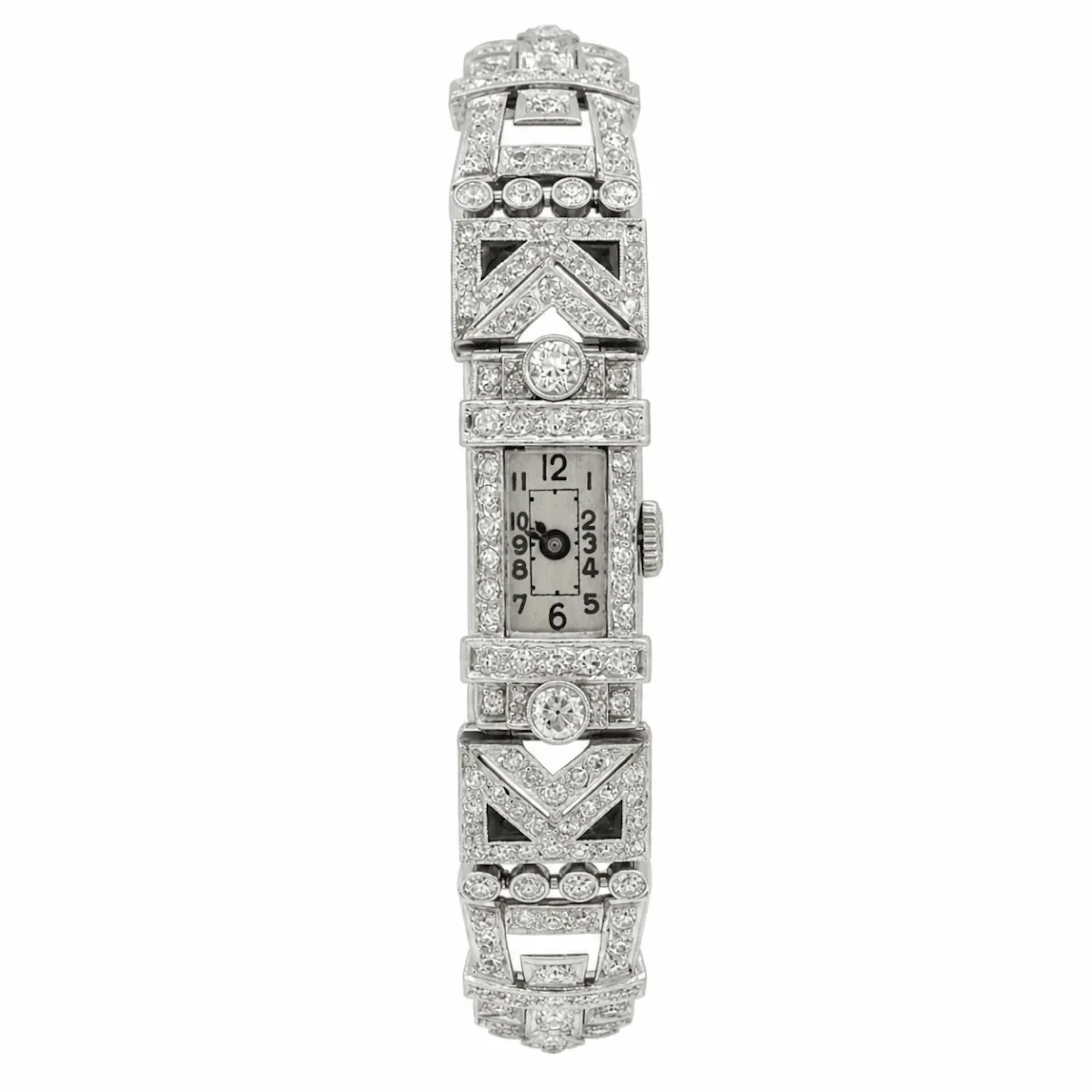 Art Deco ladies' watch in Platinum and Diamonds