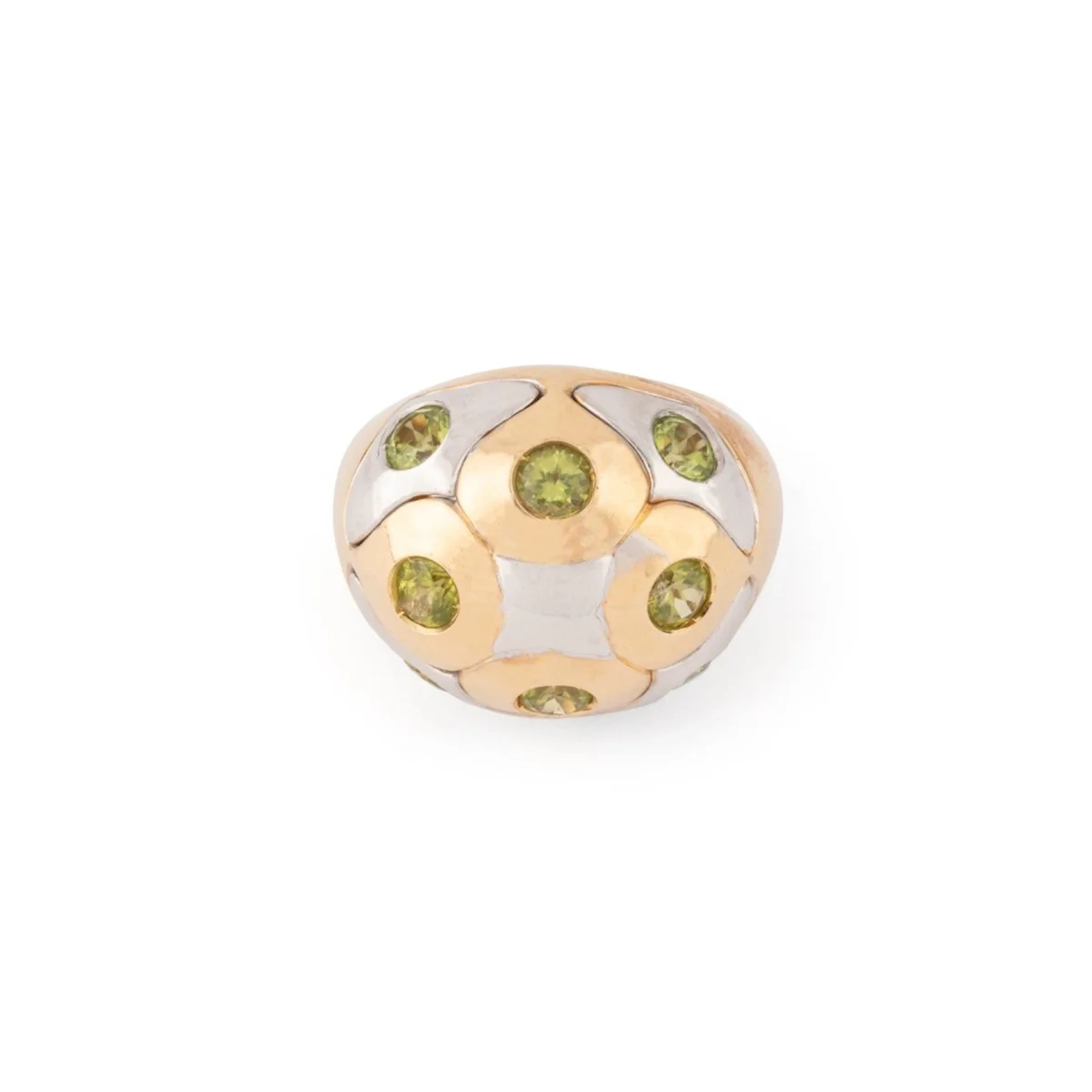 Bague boule BULGARI en péridot en or bi-colore