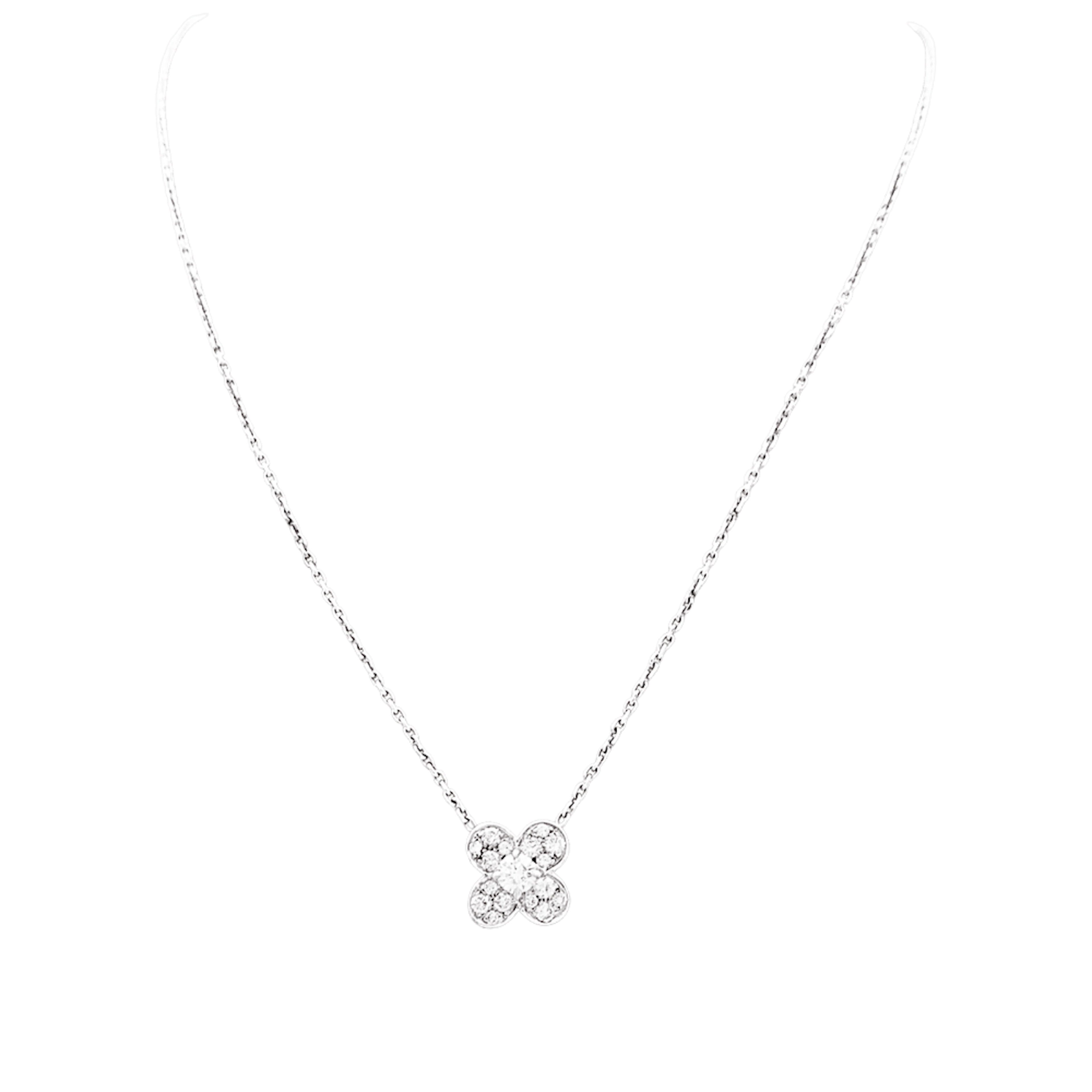 Necklace Pendant VAN CLEEF & ARPELS "Trèfle" in White gold and Diamonds