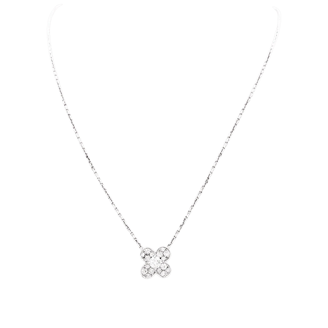 Necklace Pendant VAN CLEEF & ARPELS "Trèfle" in White gold and Diamonds