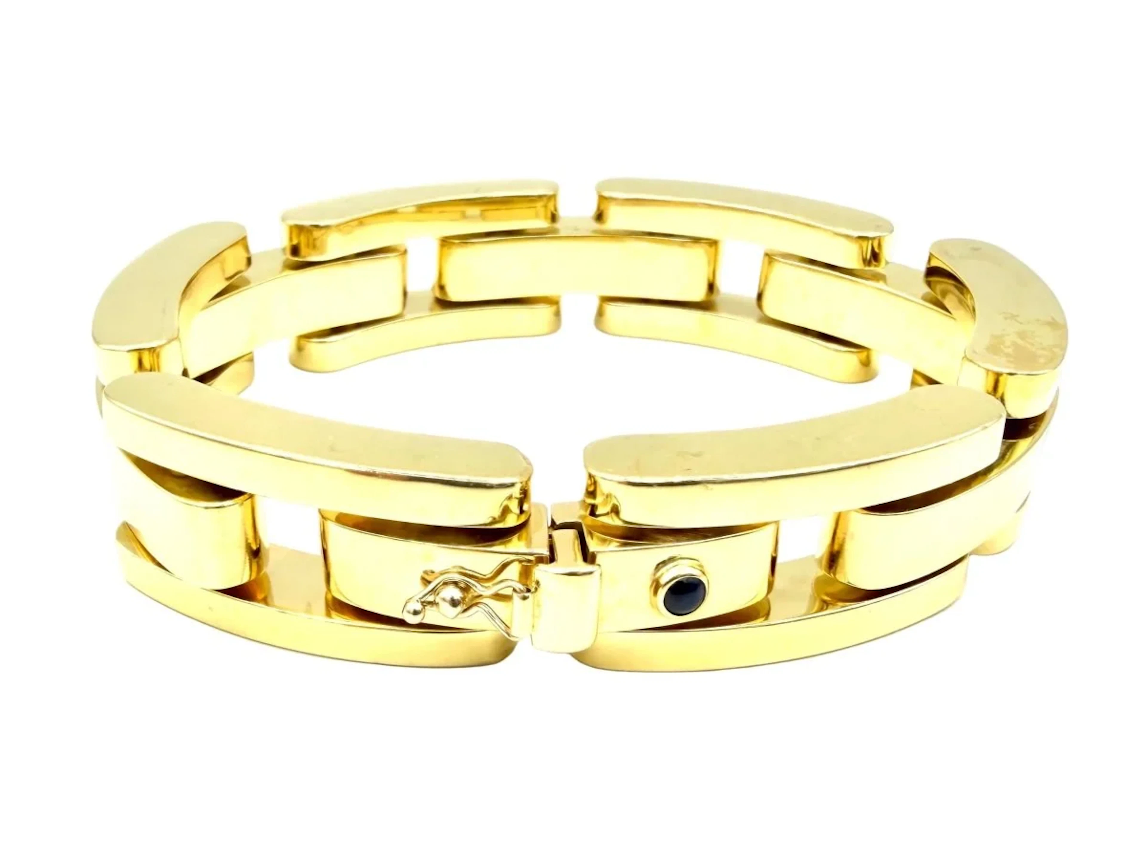 Tank Bracelet in Yellow gold and Sapphire