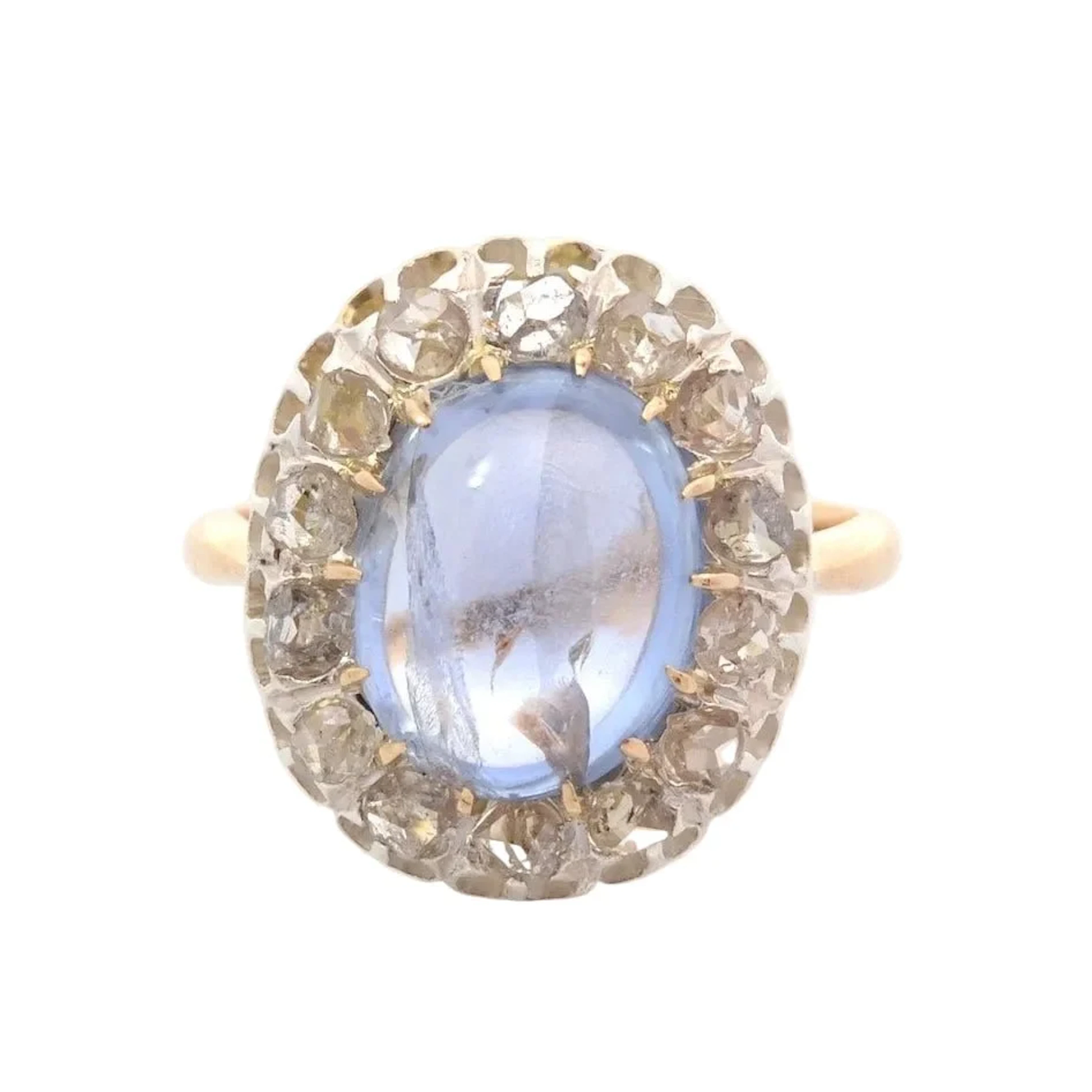 Ring Surroundings in yellow gold, paltinium, sapphire and diamonds