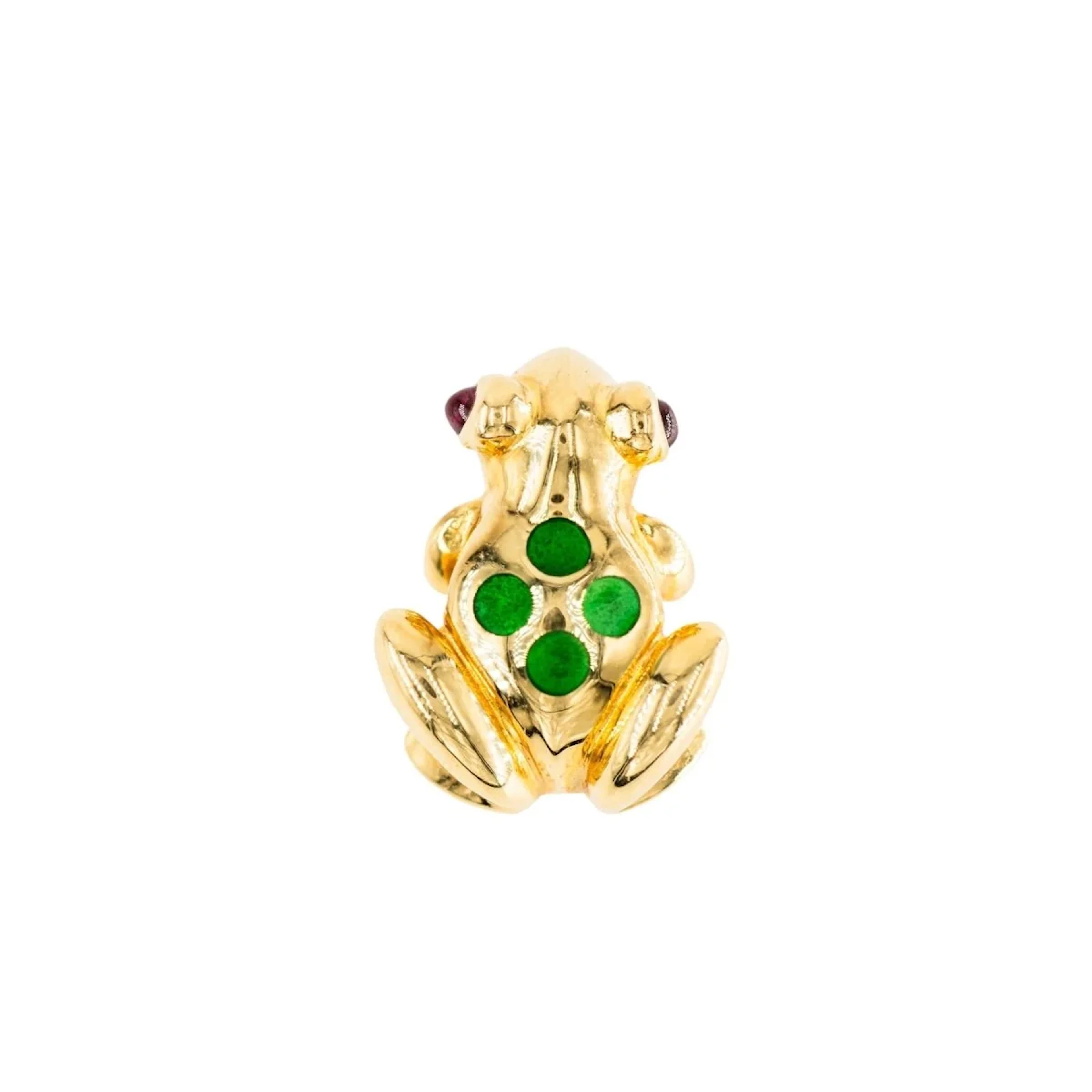 CARTIER "Frog" brooch in yellow gold, Enamel, and Rubies