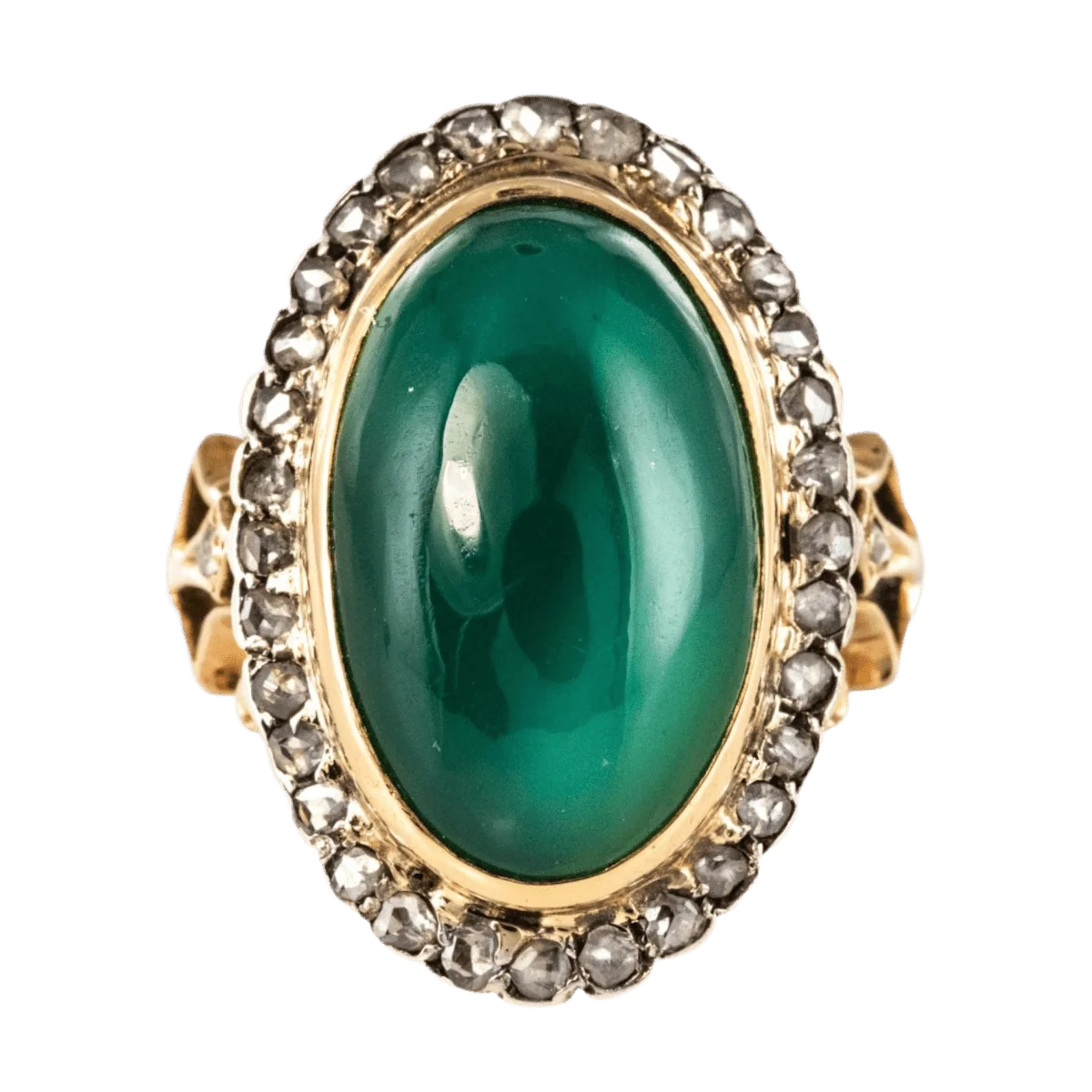 Pompadour ring in rose gold, silver, agate and diamonds