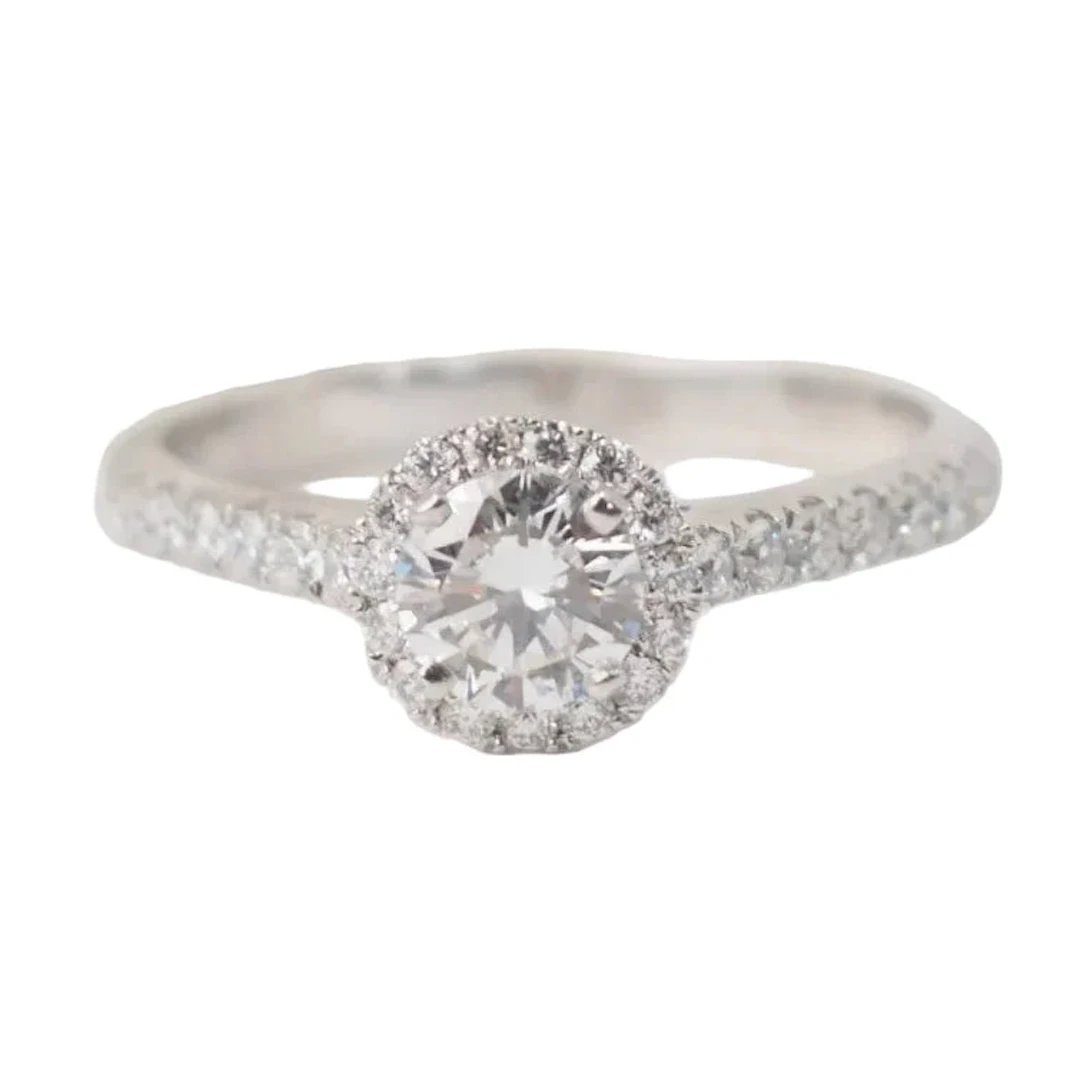 Solitaire ring in white gold and diamond
