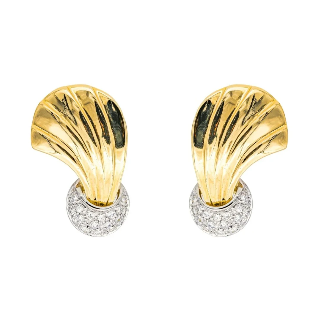 Earrings Clips in yellow gold, white gold and diamonds