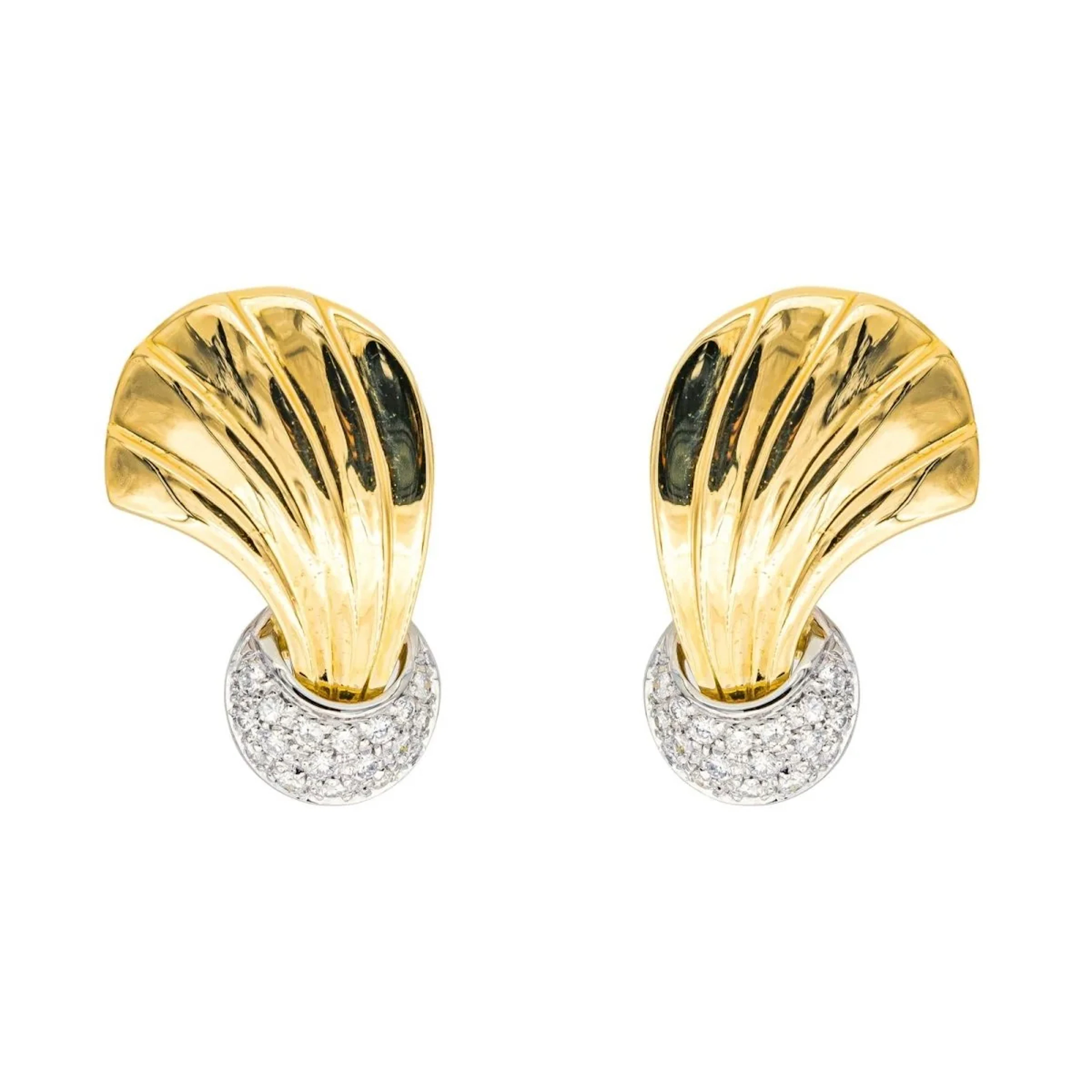 Earrings Clips in yellow gold, white gold and diamonds