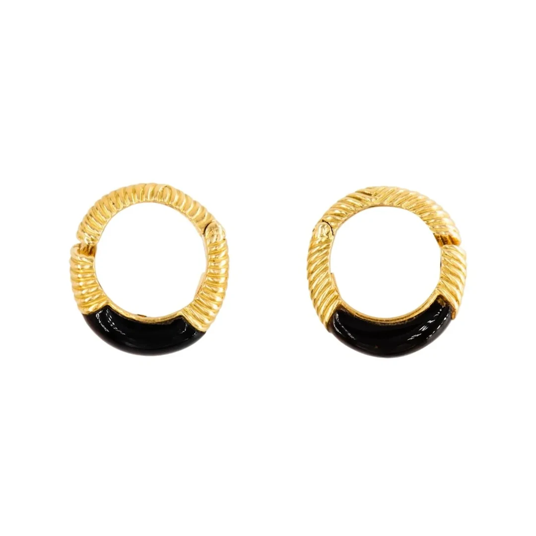 CHAUMET Hoop Earrings in Yellow Gold and Tiger's Eye