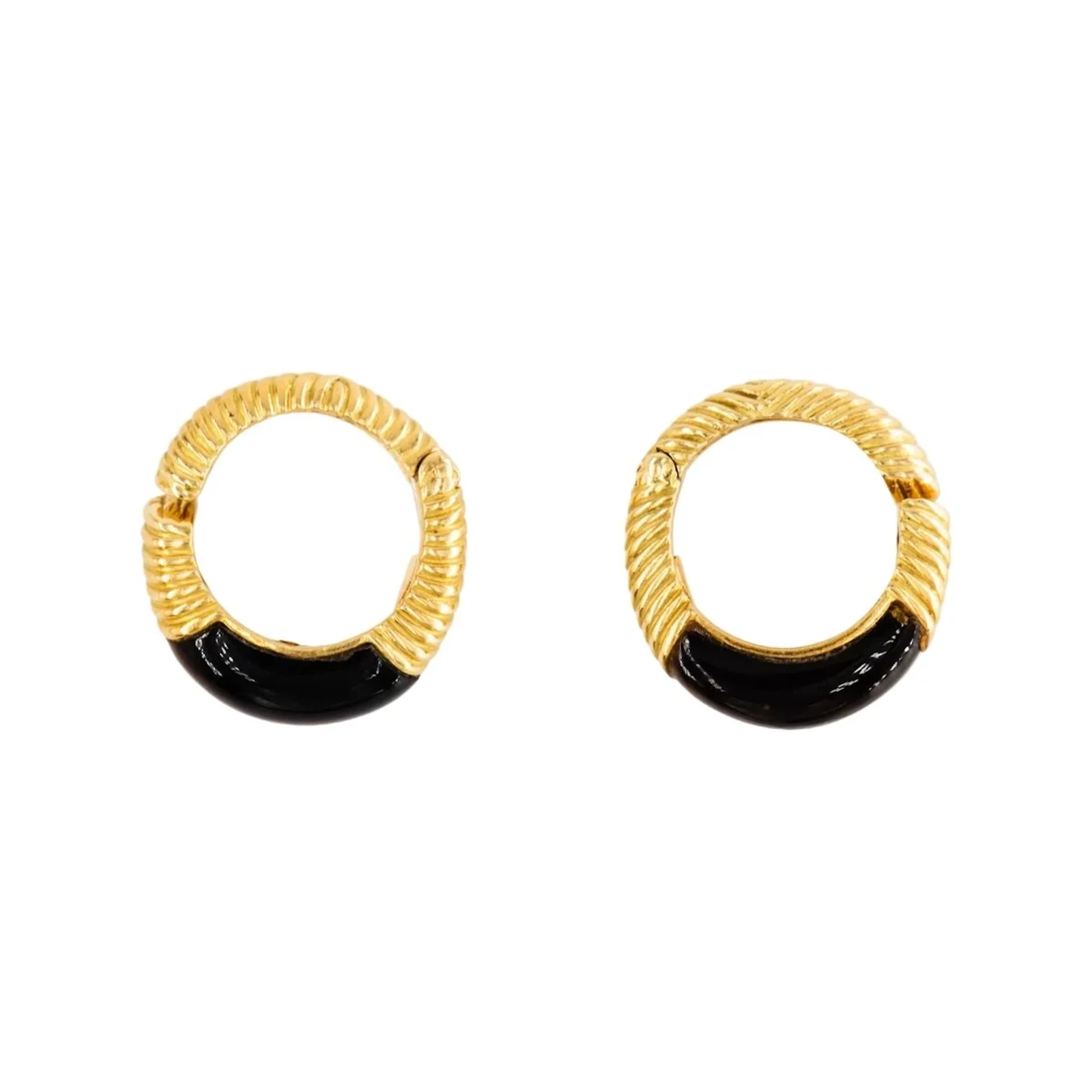 CHAUMET Hoop Earrings in Yellow Gold and Tiger's Eye