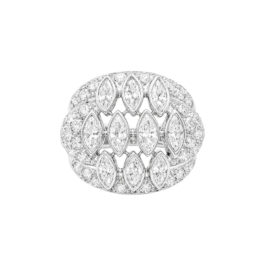Bague Dôme en or blanc et diamants