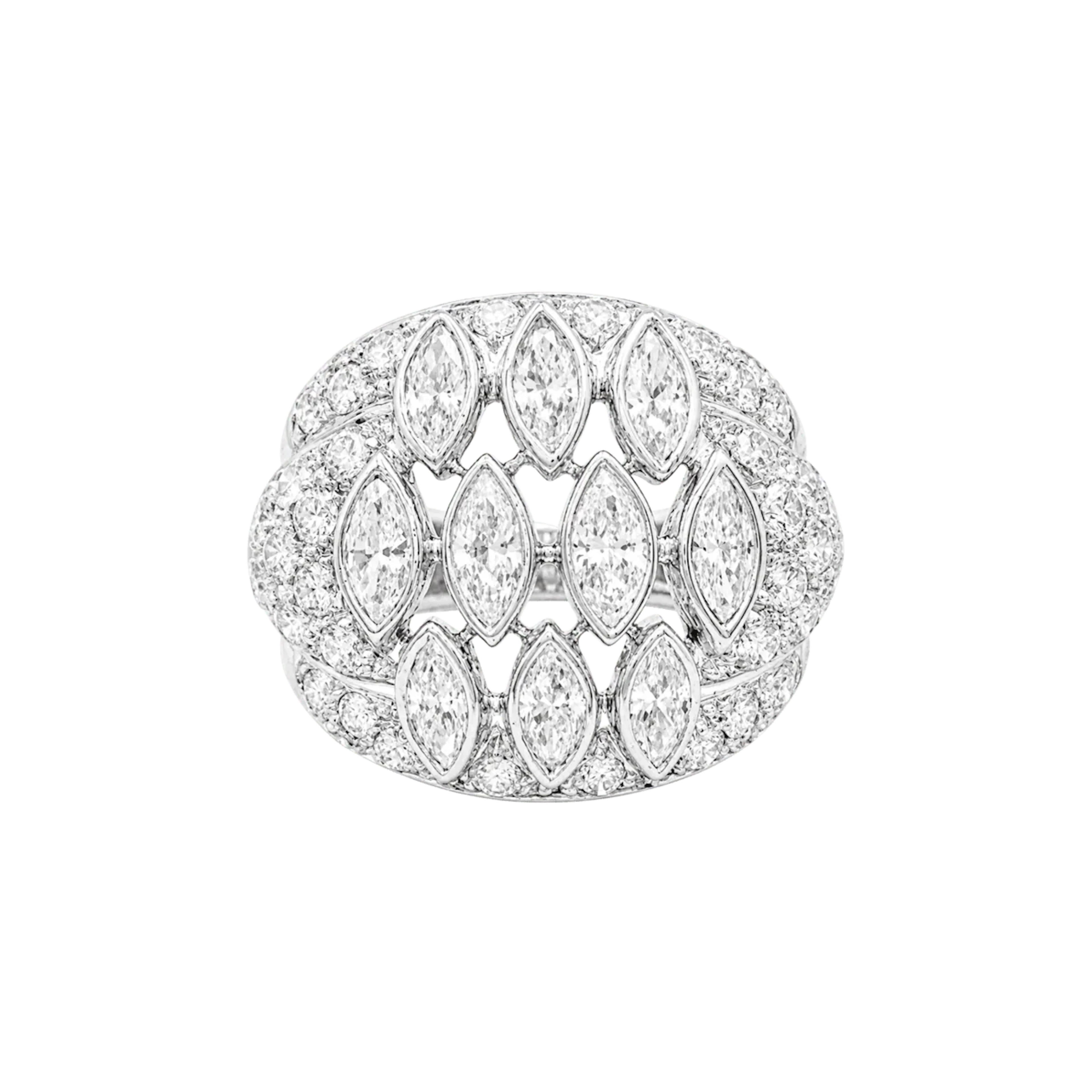 Bague Dôme en or blanc et diamants