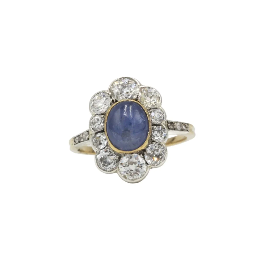 Bague Marguerite en or jaune, saphir et diamants