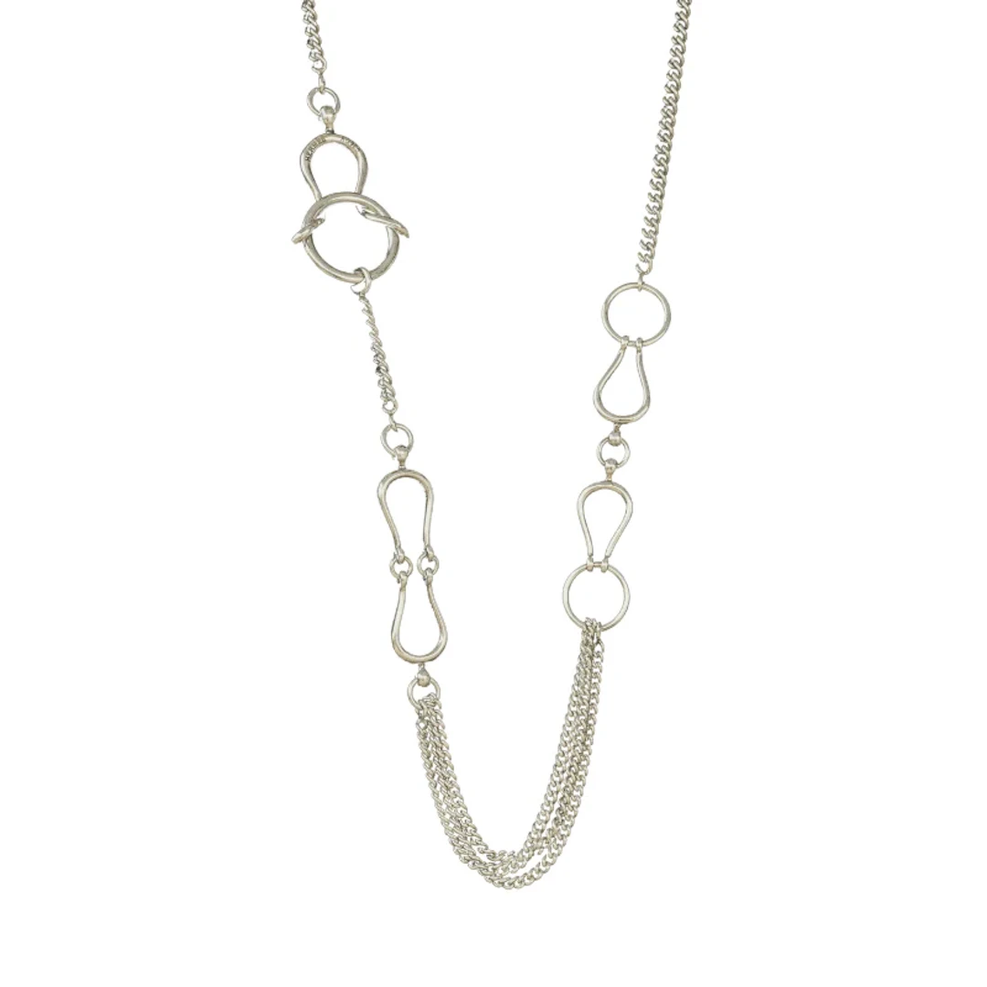 HERMÈS "Arabesque" Long Necklace in Silver