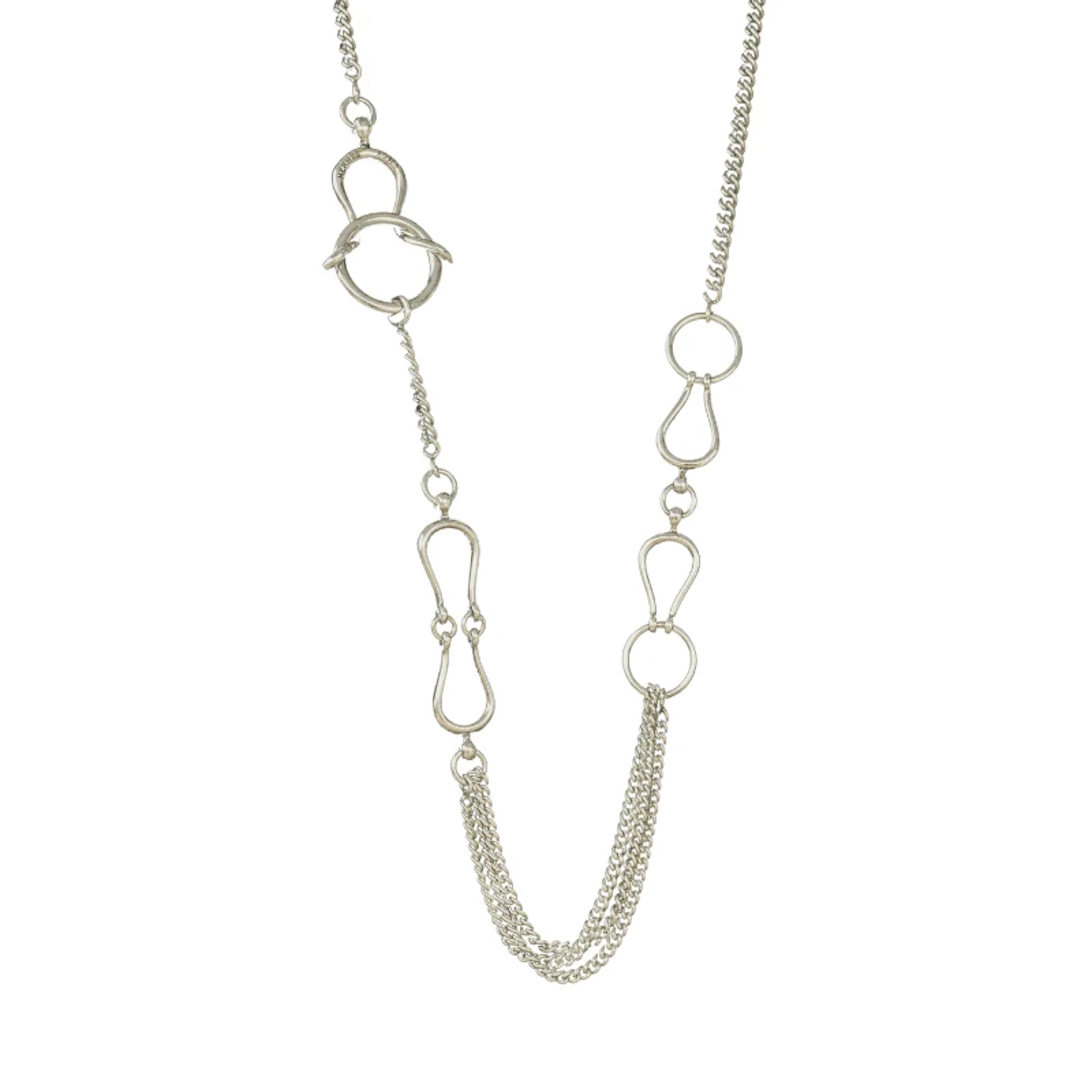 HERMÈS "Arabesque" Long Necklace in Silver
