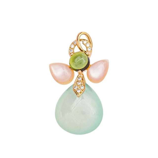 Pendentif ISABELLE LANGLOIS "Mon Ange" en or rose, calcite, nacre