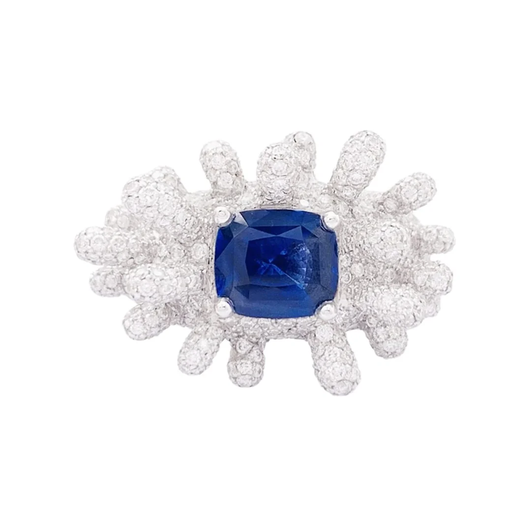 Bague MANALYS en or blanc, saphir et diamants