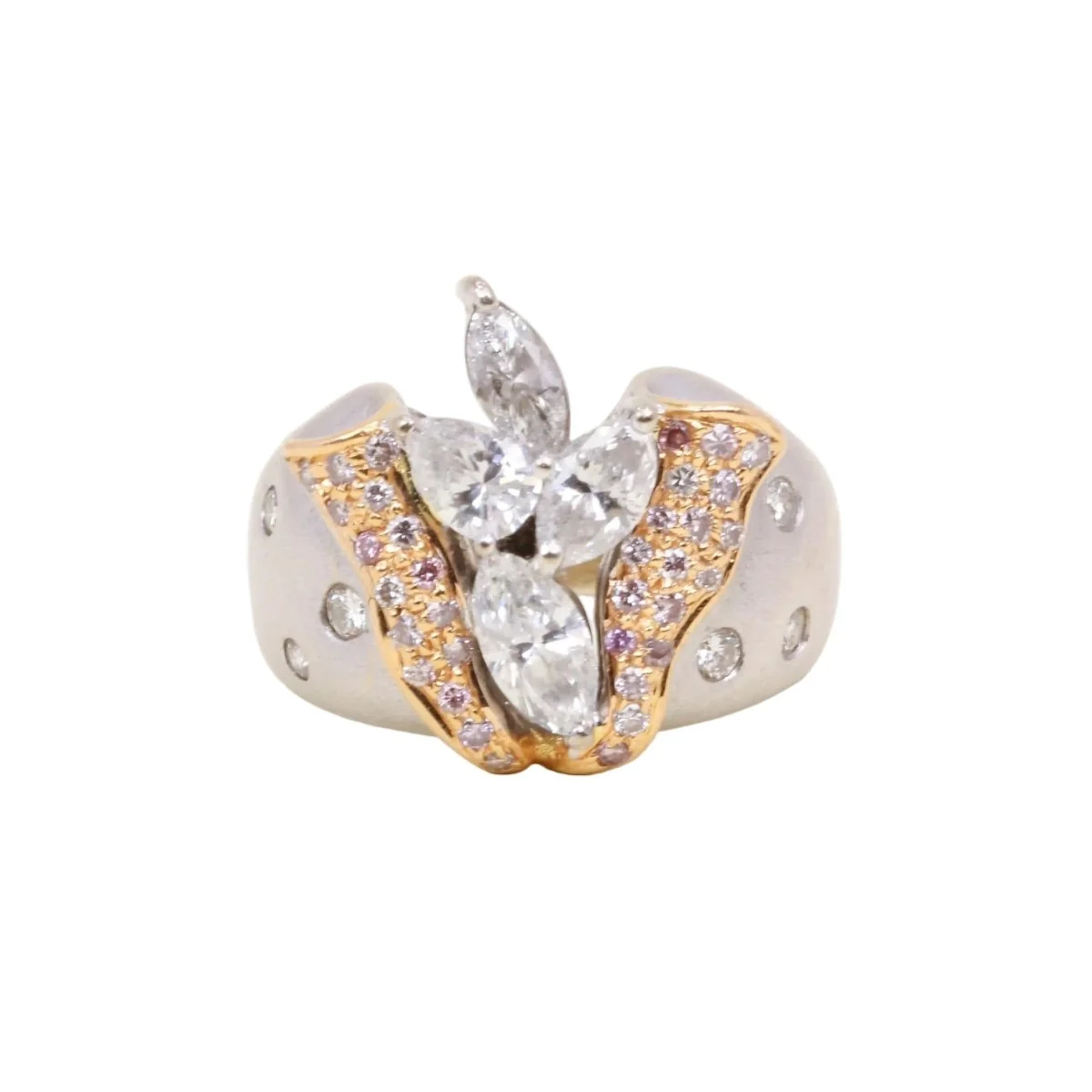 "Dôme" Ring in White gold, Rose gold, and Diamonds