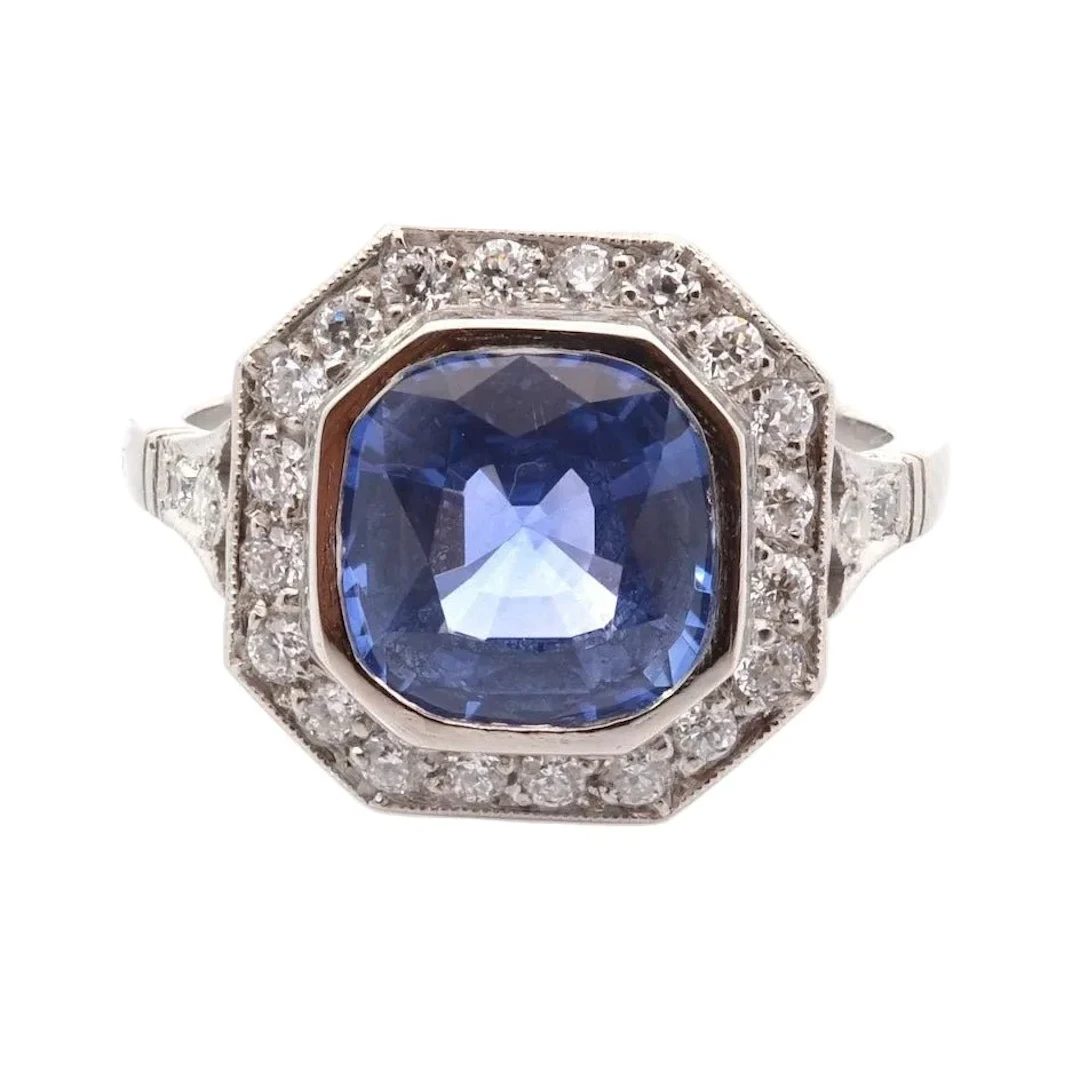 Platinum, sapphire and diamond Entourage ring