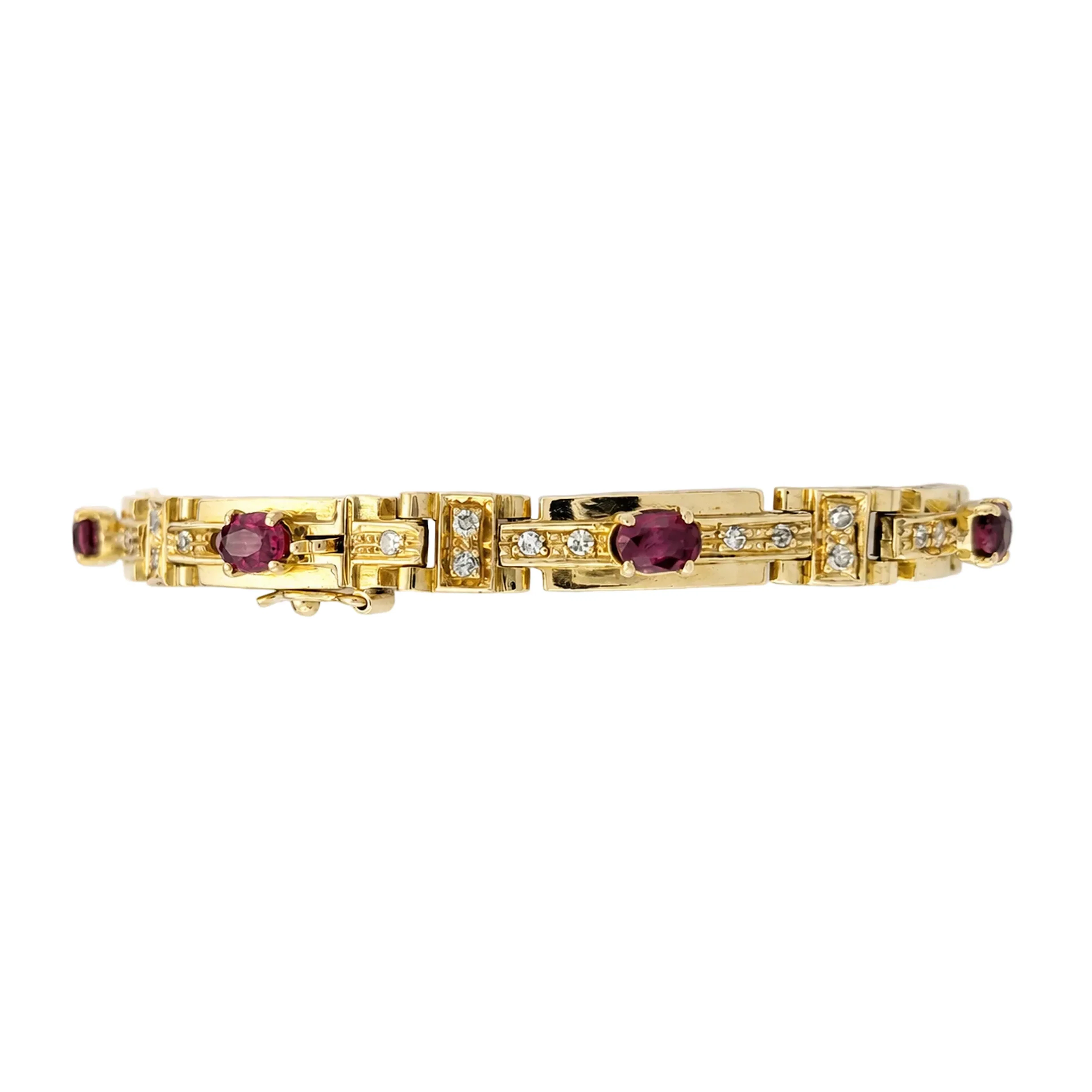 "Ligne" Bracelet in Yellow Gold, Rubies, and Diamonds
