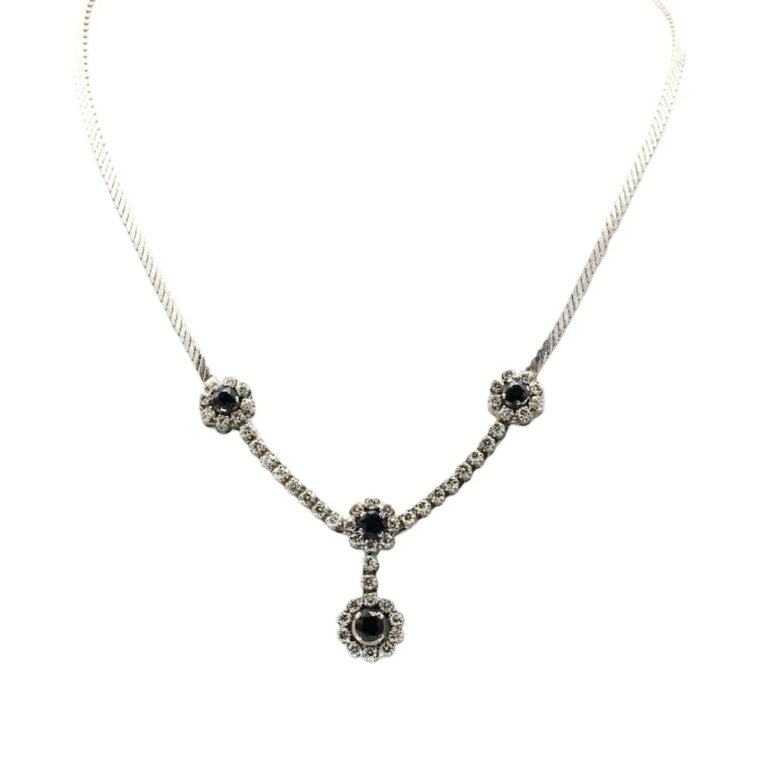 Necklace Pendant in White gold, Sapphires and Diamonds