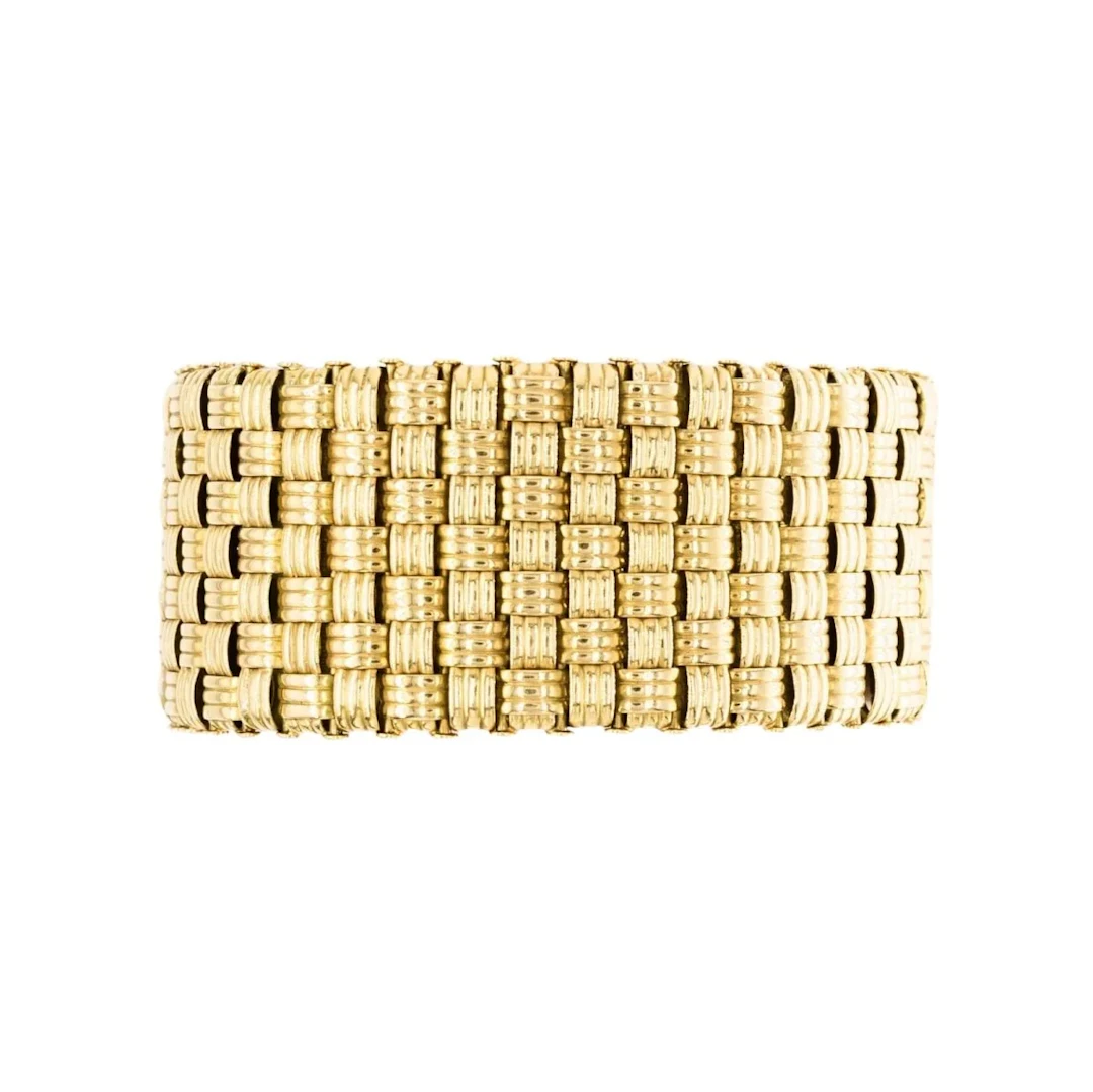 Braided Yellow Gold Cuff Bracelet