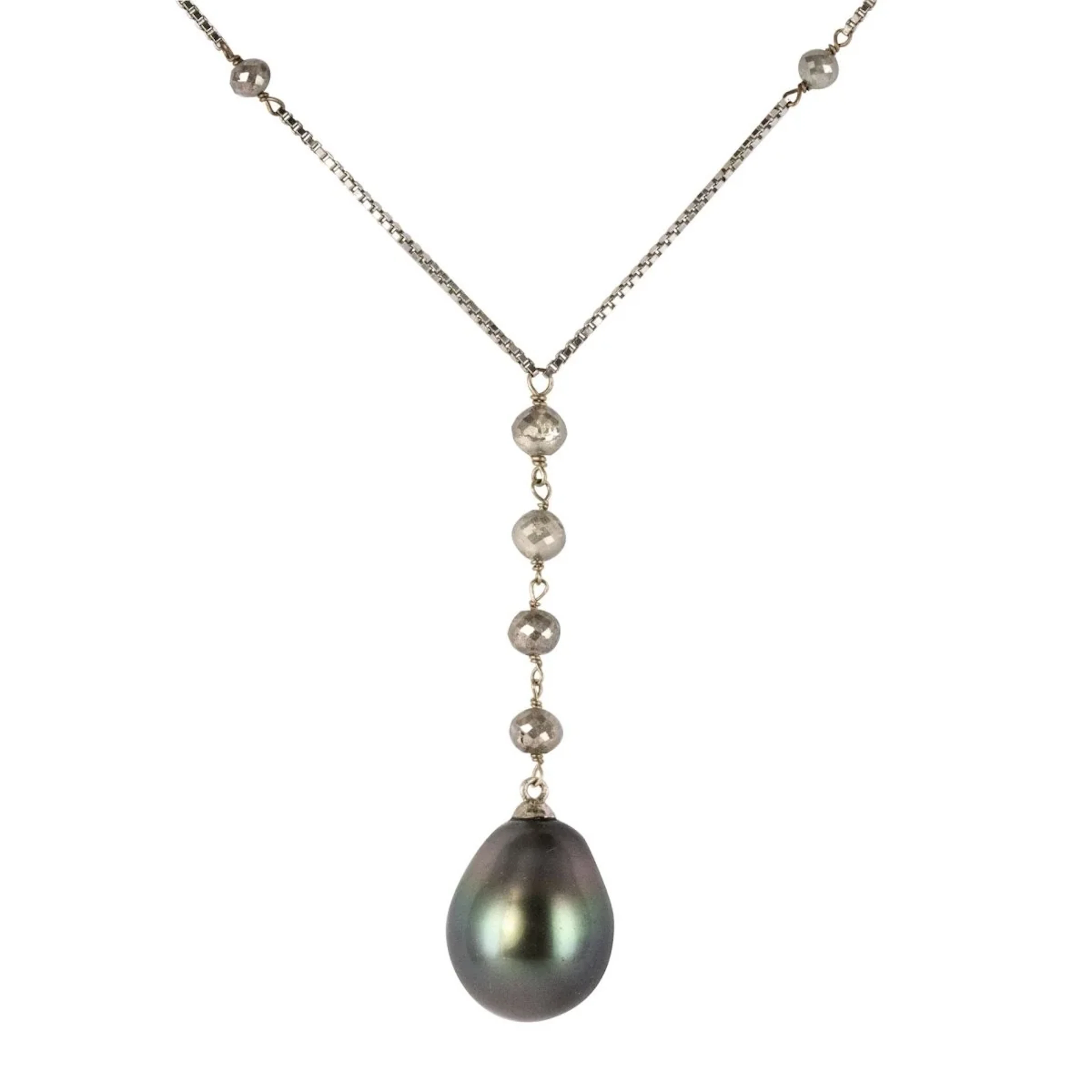 Necklace Mesh white gold, pearls and diamonds