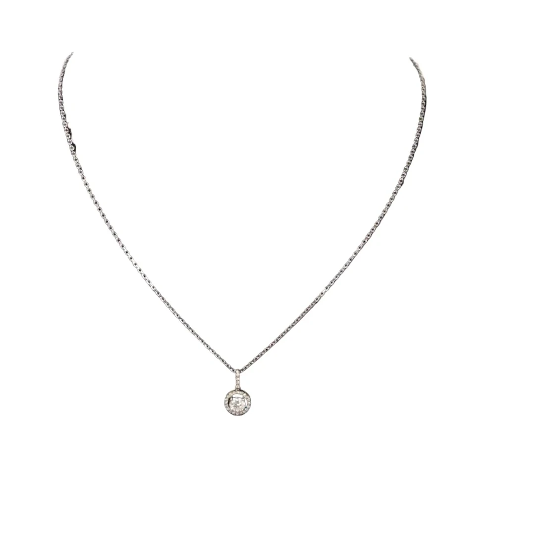 Pendant on chain in white gold and diamond
