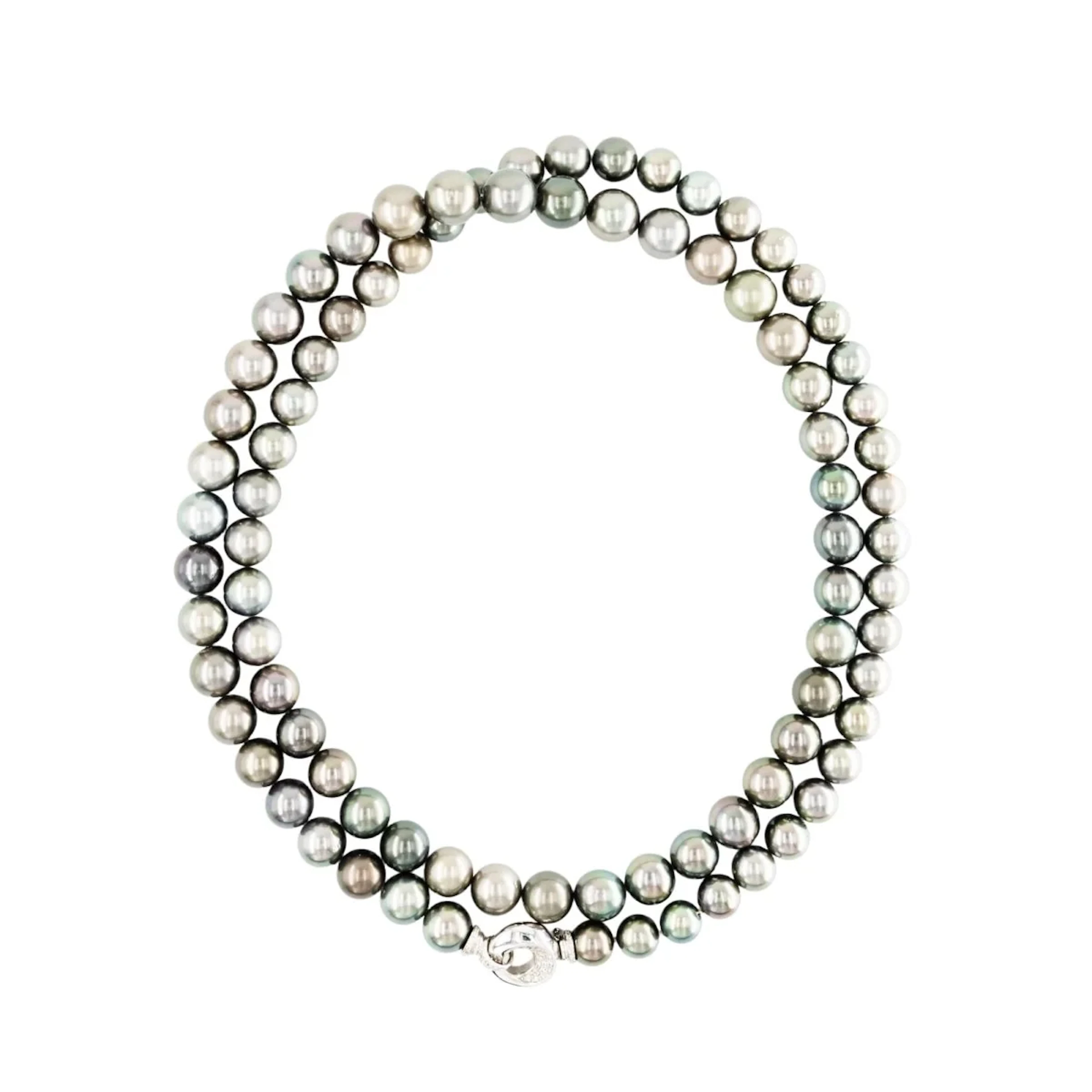 White Gold, Pearl, and Diamond Sautoir Necklace