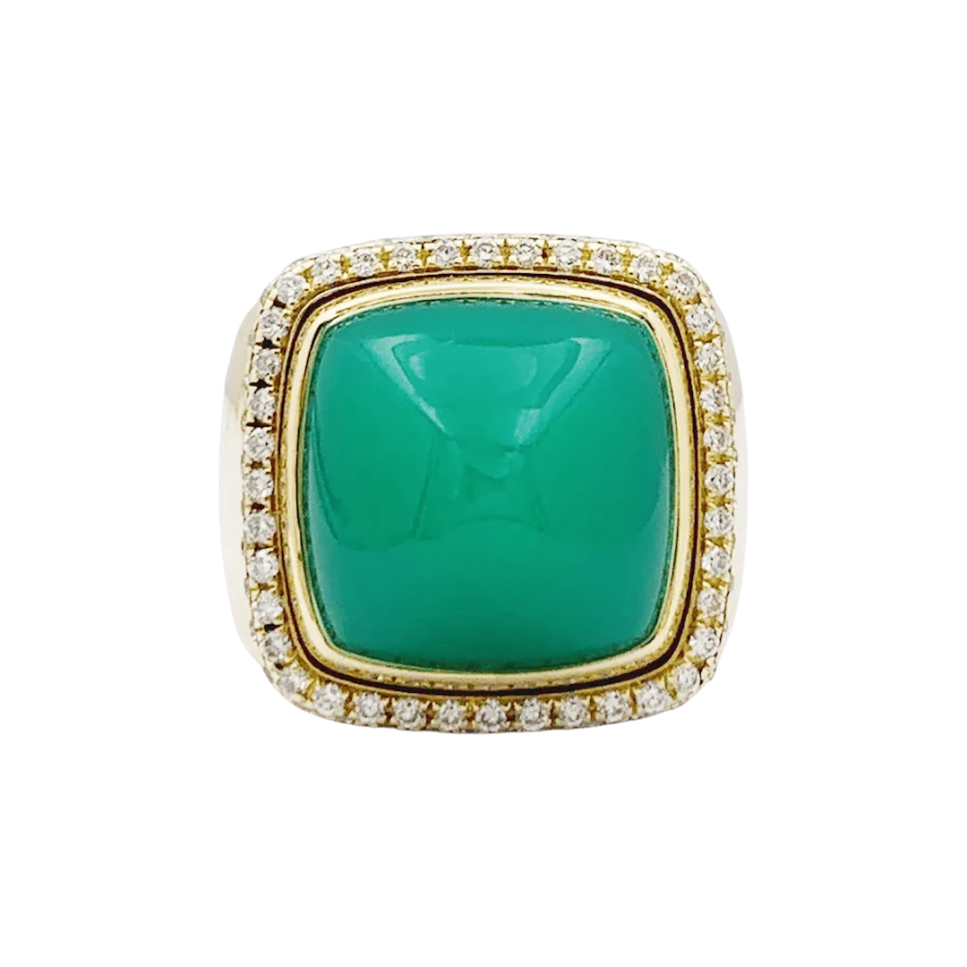 FRED "Pain de Sucre" Cocktail Ring in yellow gold, chrysoprase and diamonds