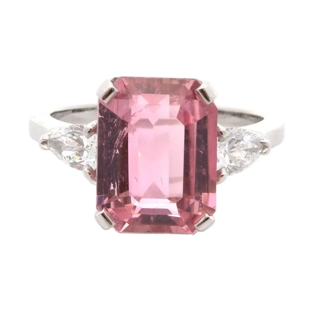 Ring Trilogy in paltinium, tourmaline and diamonds