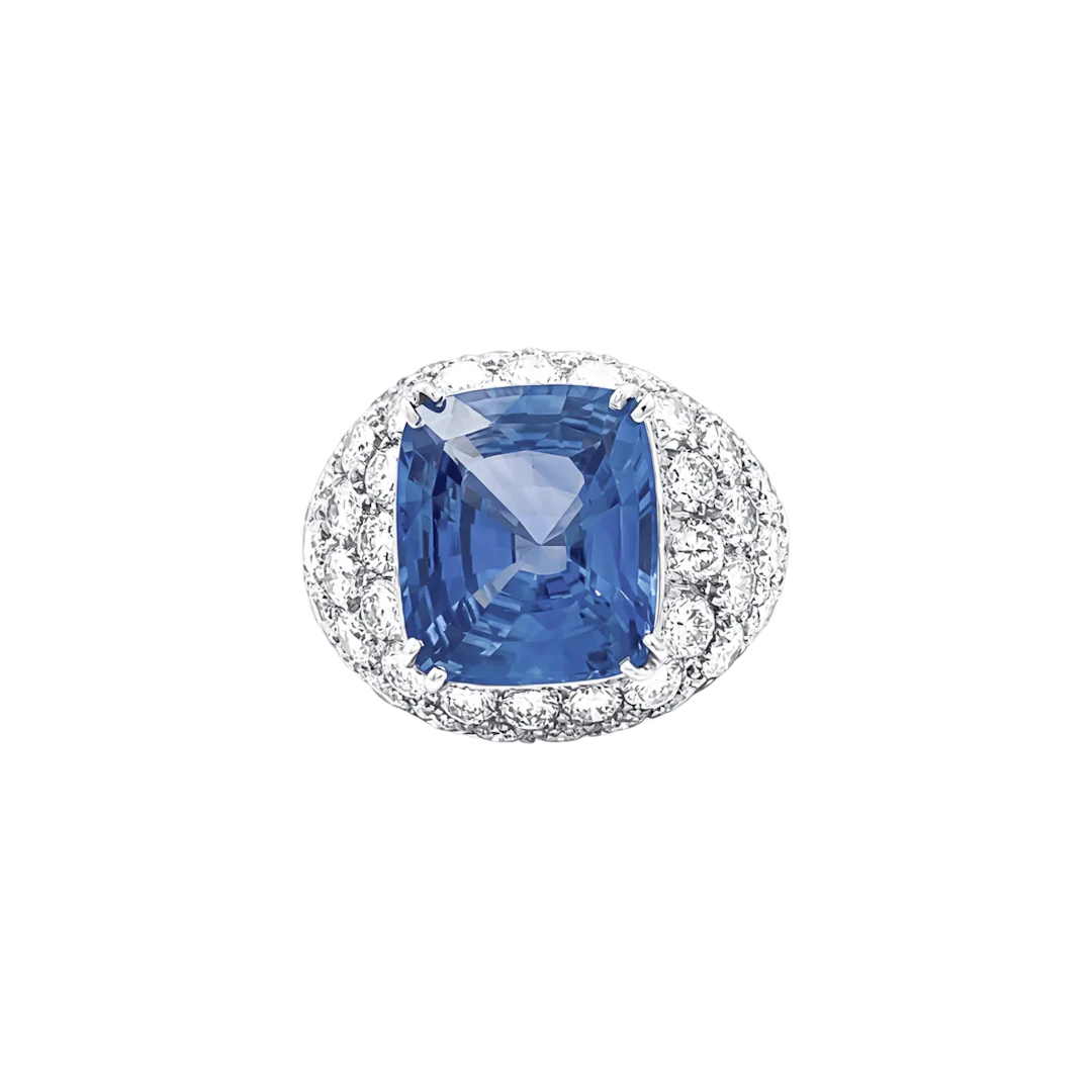 Bague Cocktail en or blanc, saphir et diamants