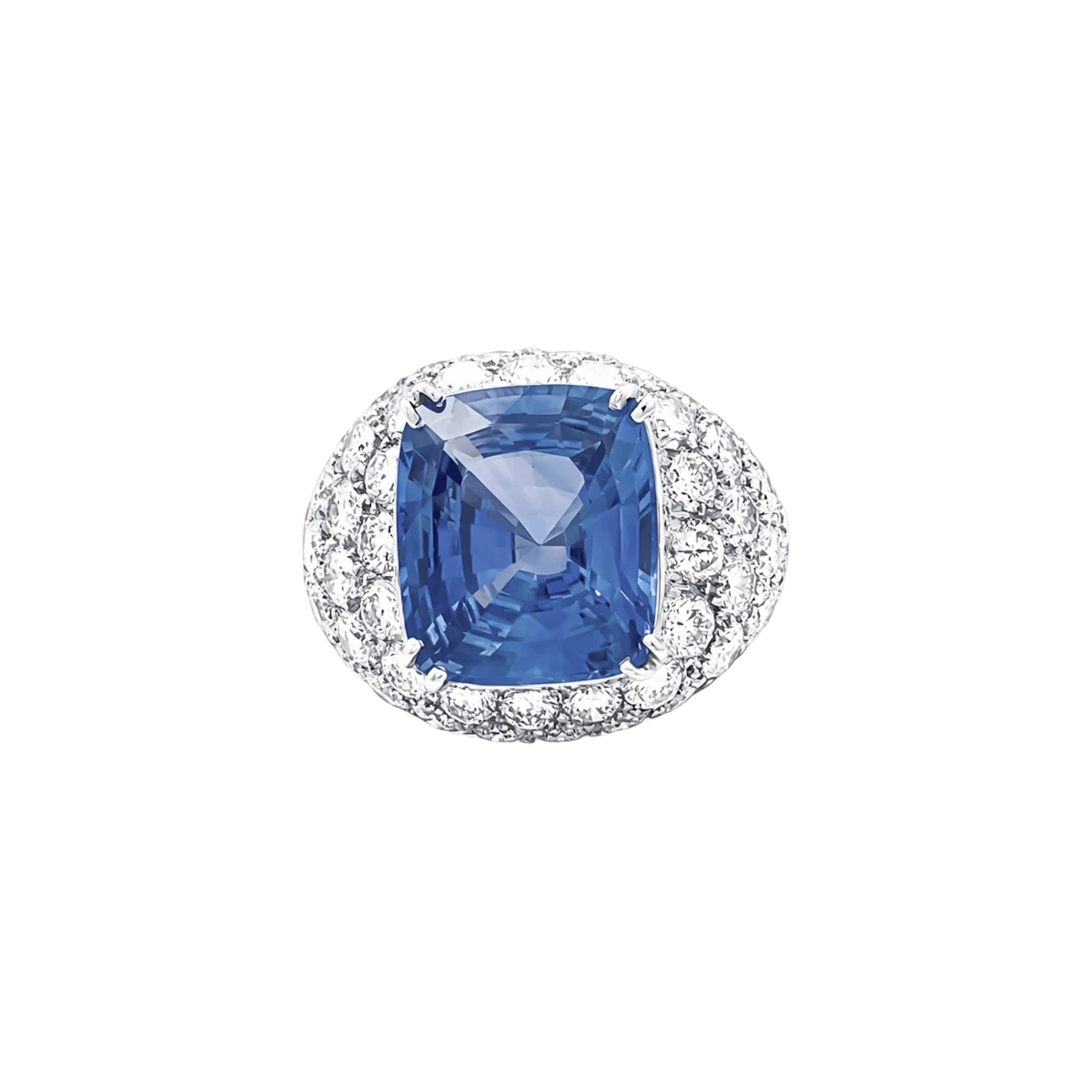 Bague Cocktail en or blanc, saphir et diamants