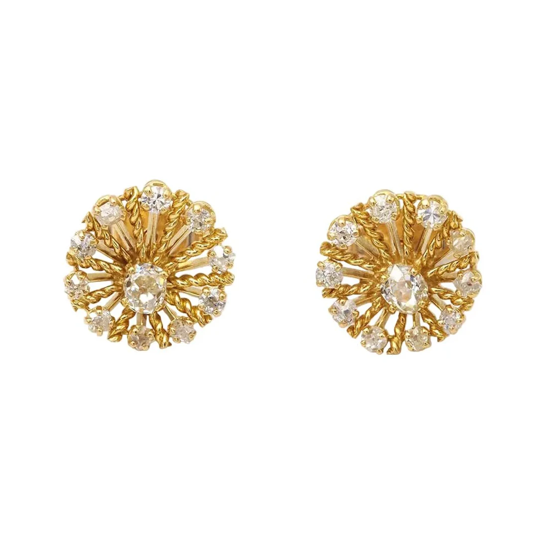 Yellow Gold and Diamond Earrings