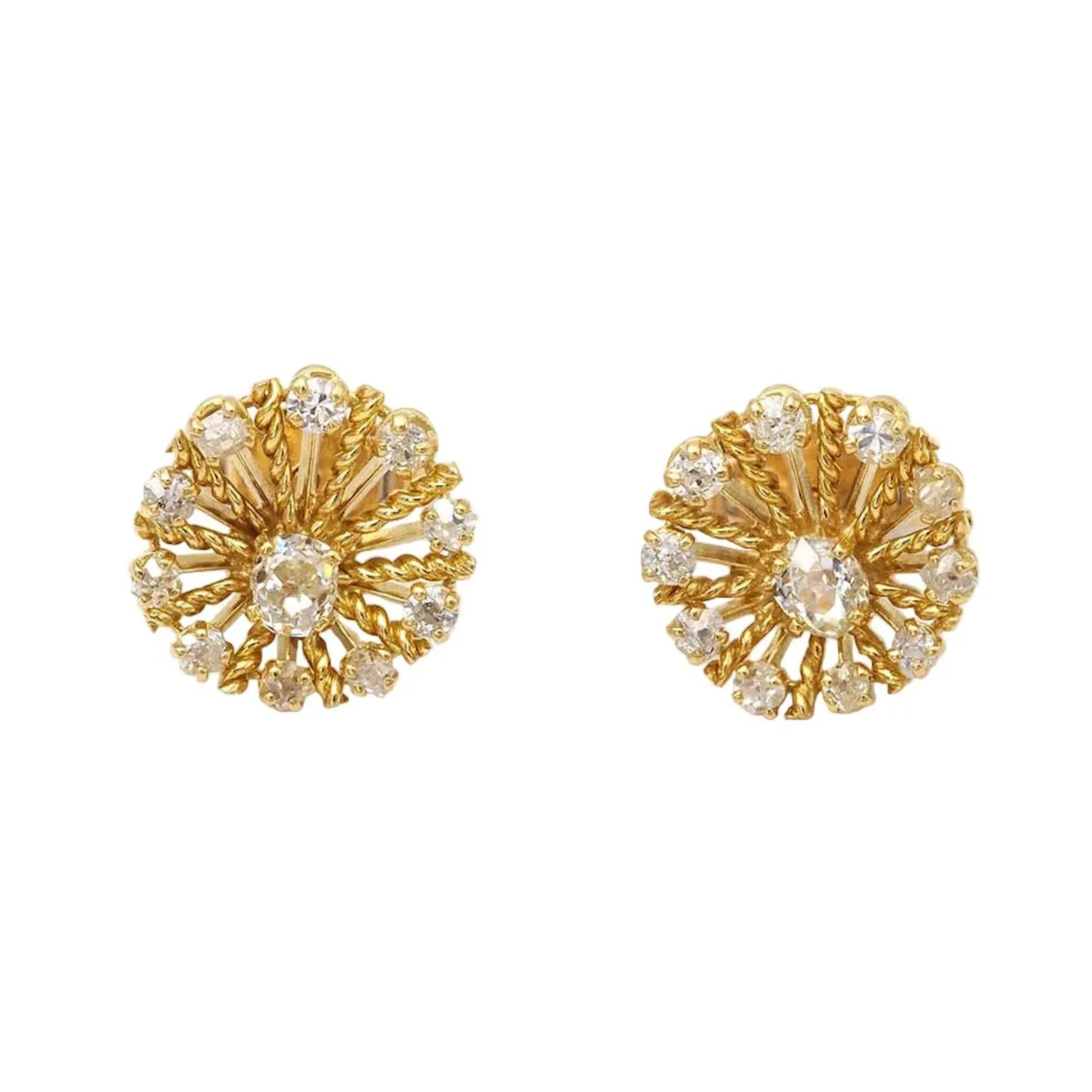 Yellow Gold and Diamond Earrings