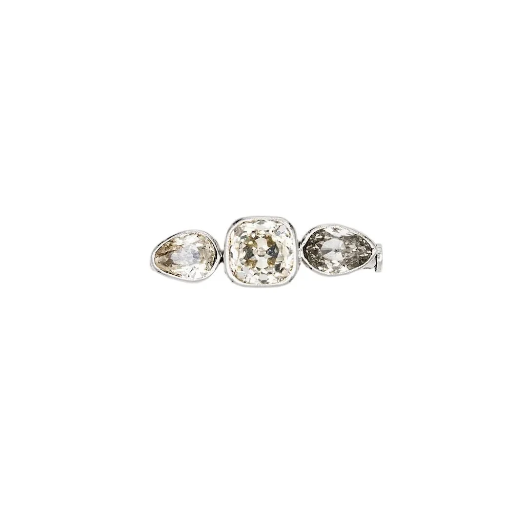 Silver and diamond brooch