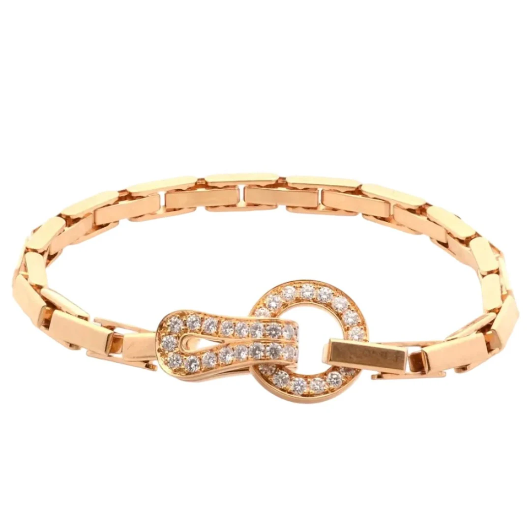 CARTIER "Agrafe" Link Bracelet in Yellow Gold and Diamonds