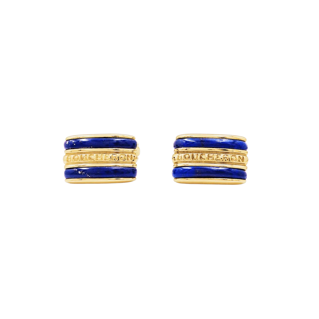 Boutons de manchette BOUCHERON en or jaune et lapis-lazuli