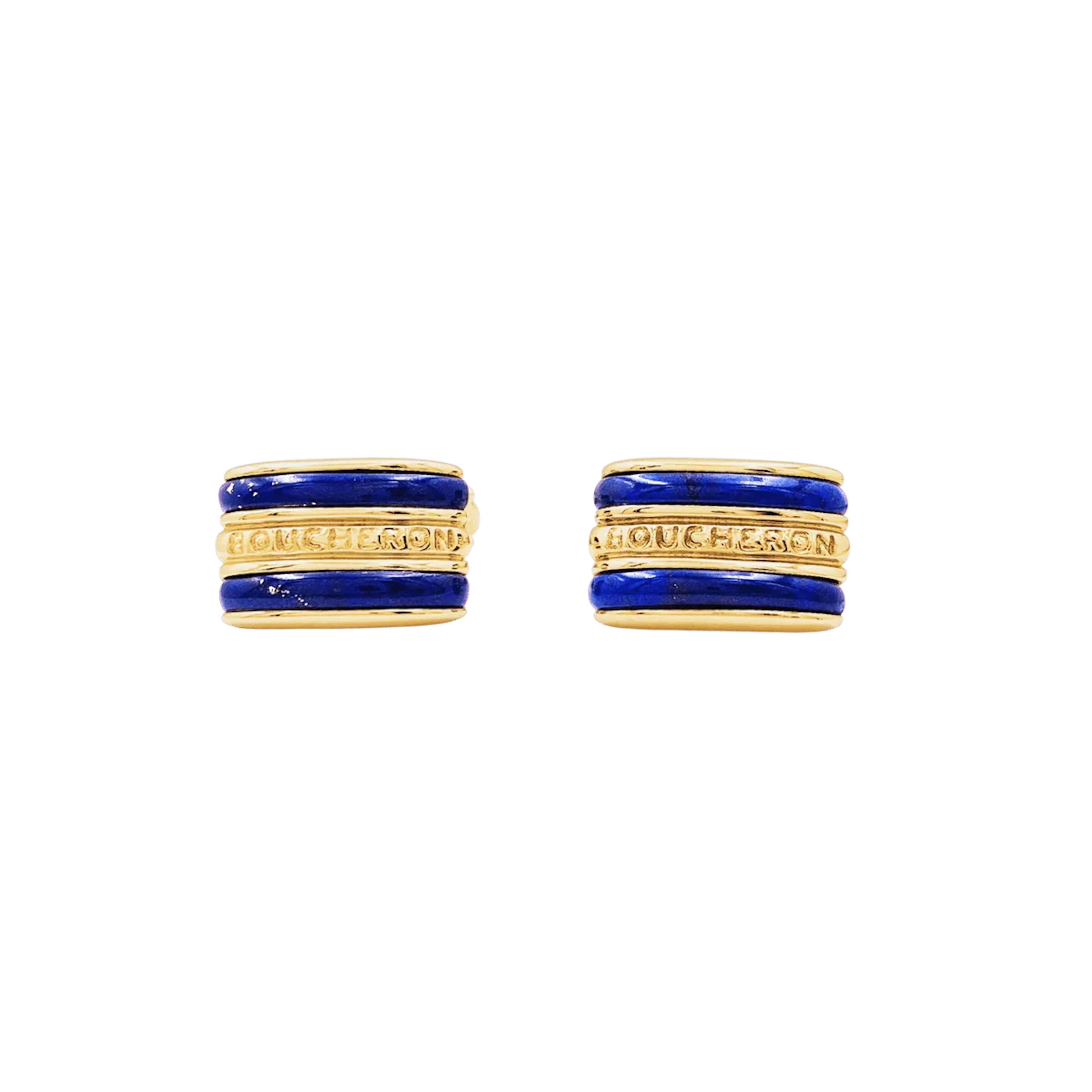 Boutons de manchette BOUCHERON en or jaune et lapis-lazuli
