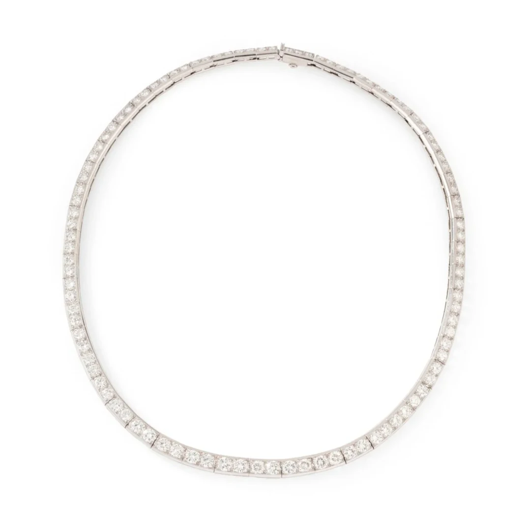 Choker necklace in white gold, platinum and diamonds