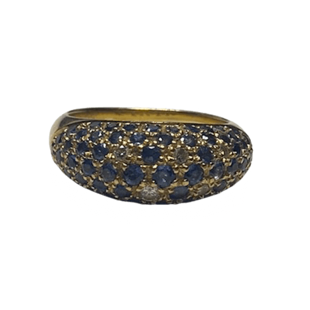 POIRAY Bangle Ring in yellow gold, sapphires, and diamonds