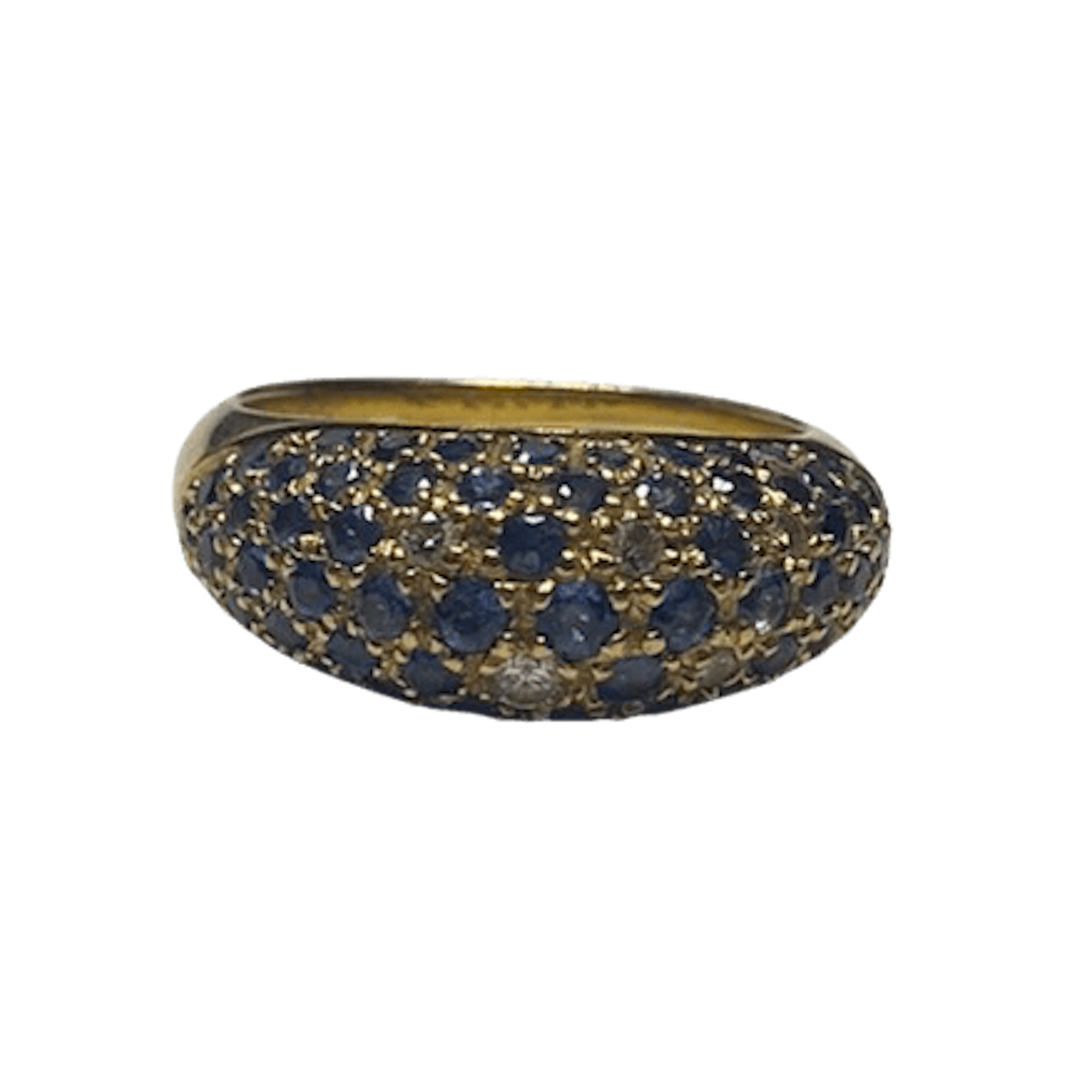 POIRAY Bangle Ring in yellow gold, sapphires, and diamonds