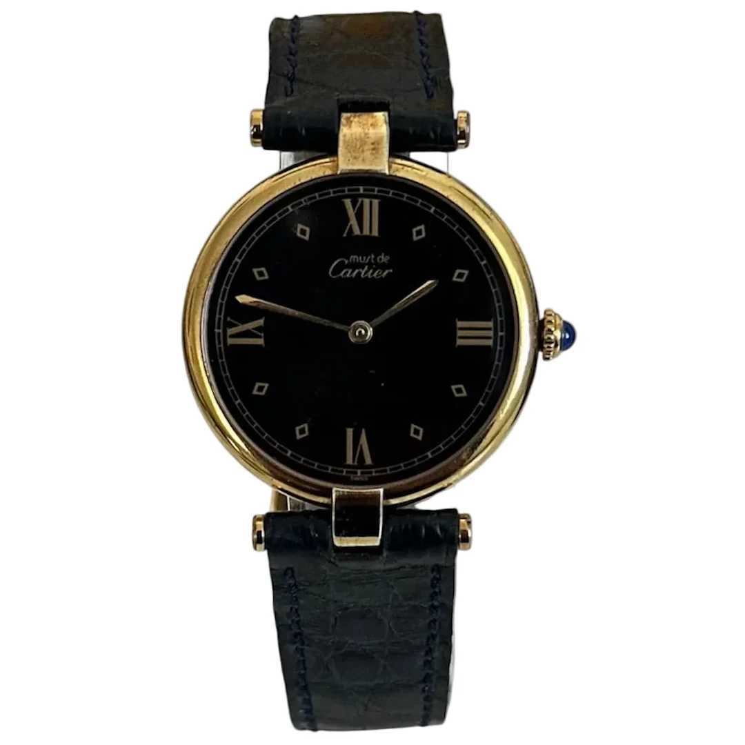 CARTIER "Must de Vendôme" watch in Vermeil and leather