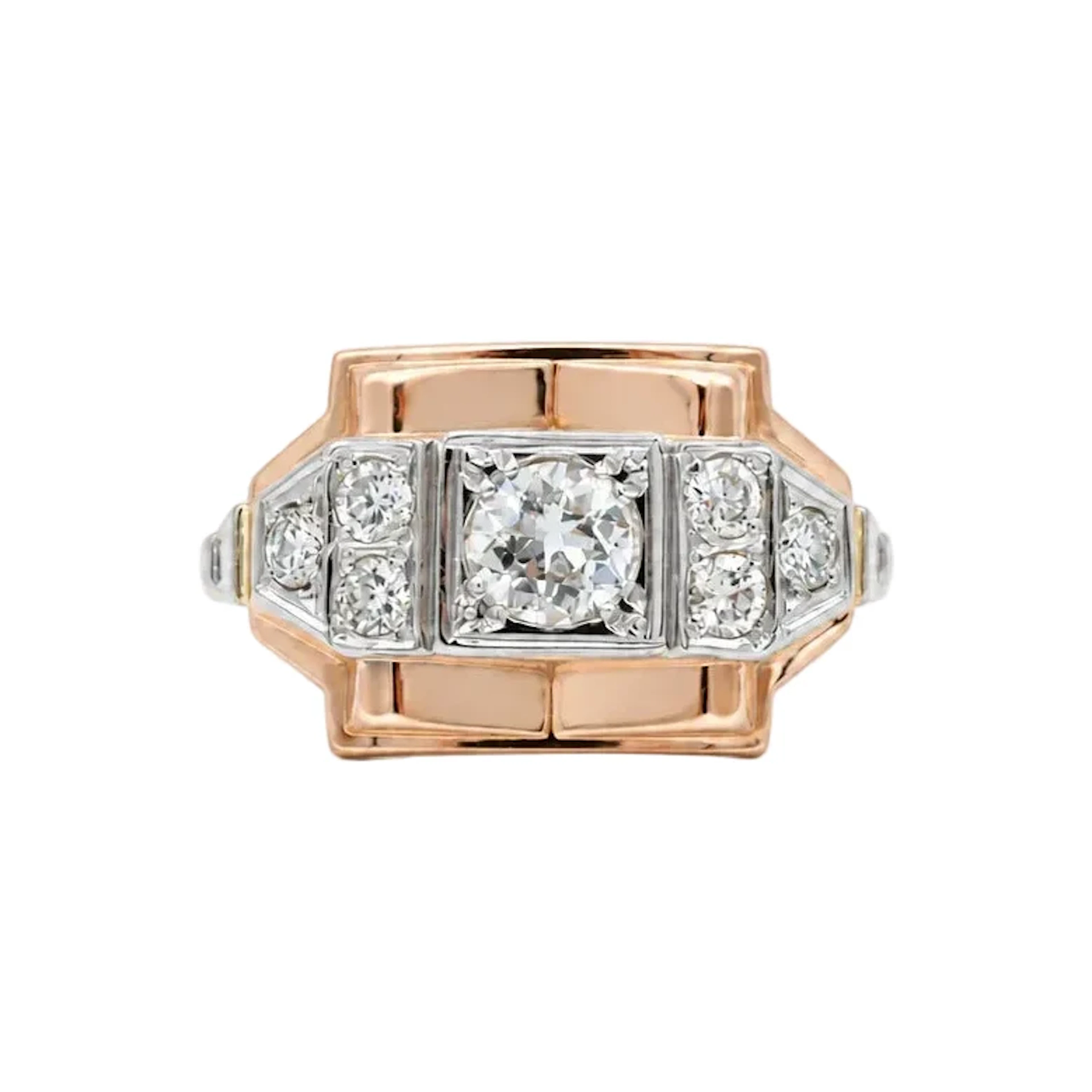 Tank Ring in Rose Gold and Diamonds