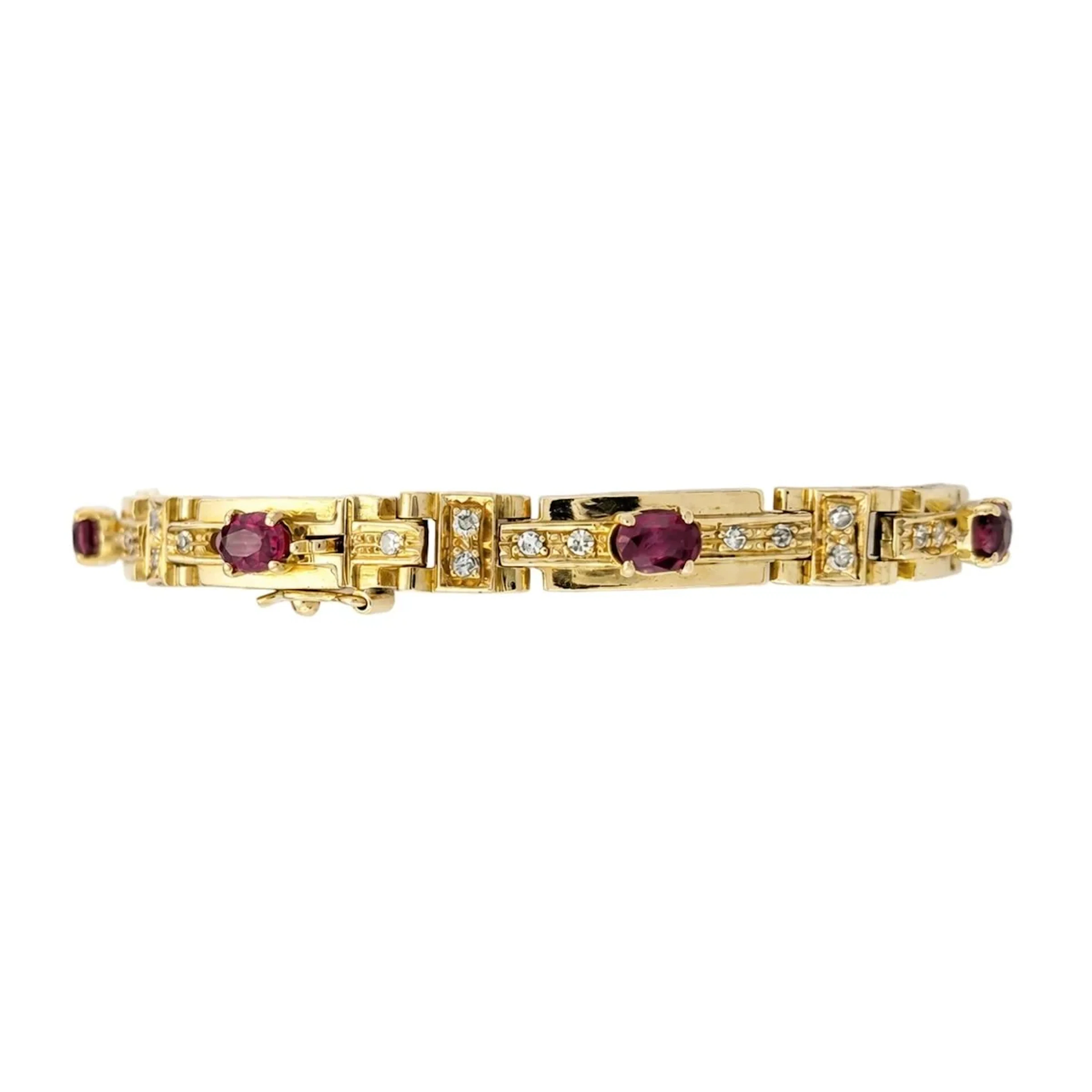 Bracelet Ligne en or jaune, rubis et diamants