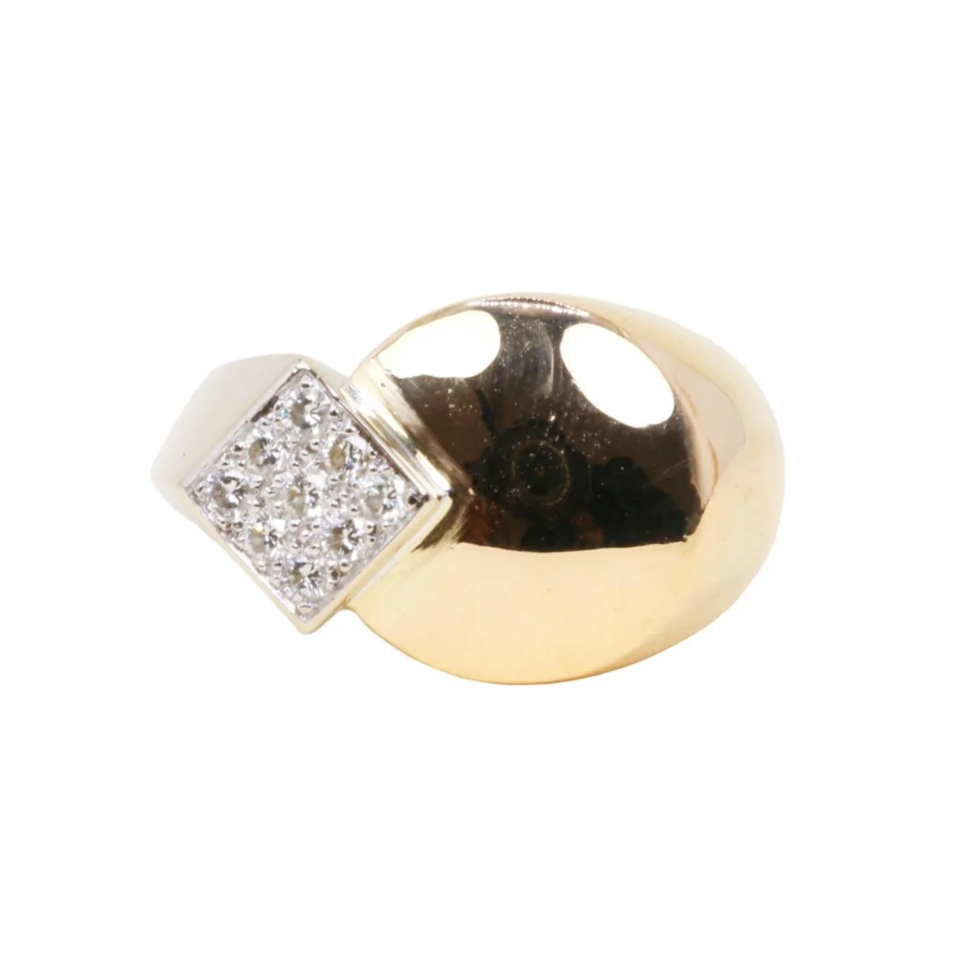 FRED Pave Ring in white gold, yellow gold, and diamonds