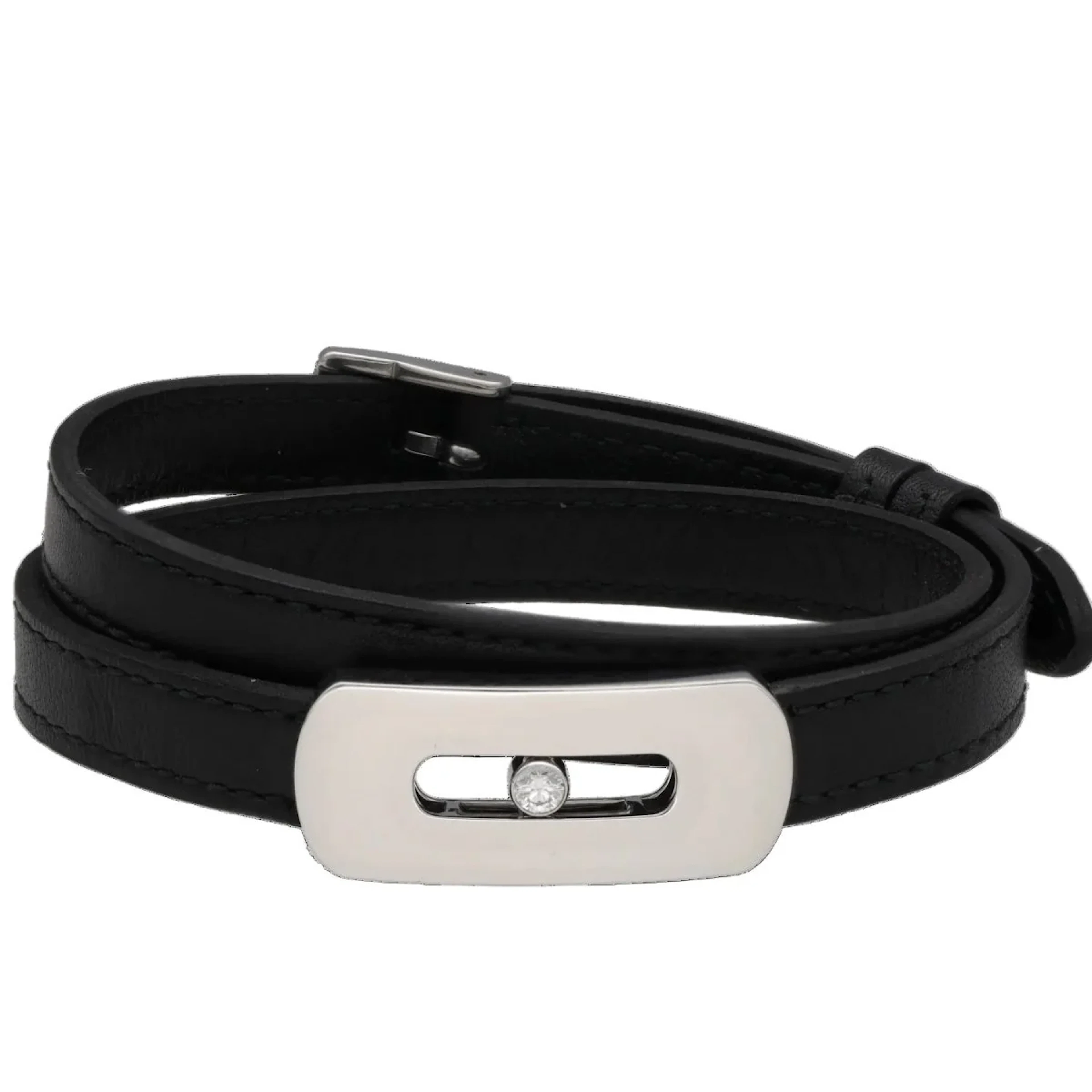 MESSIKA "My Move XXL" bracelet in white gold and leather