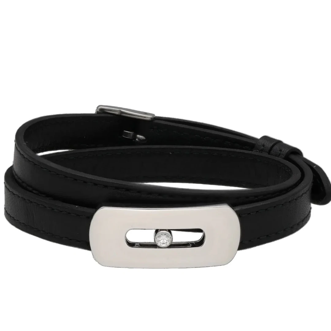 MESSIKA "My Move XXL" bracelet in white gold and leather