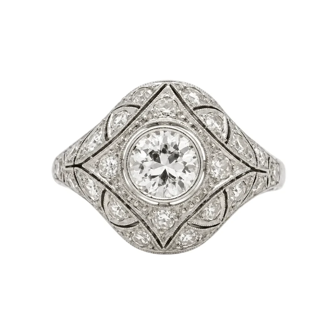 Platinum and Diamond Dome Ring